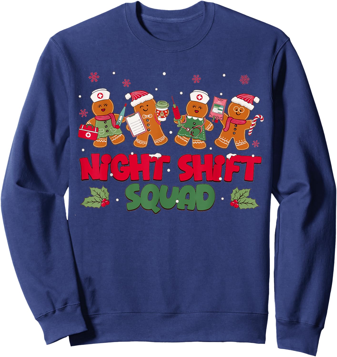 Nurse Christmas Night Shift Squad Gingerbread RN ER ED Sweatshirt - Sweatshirt | Navy
