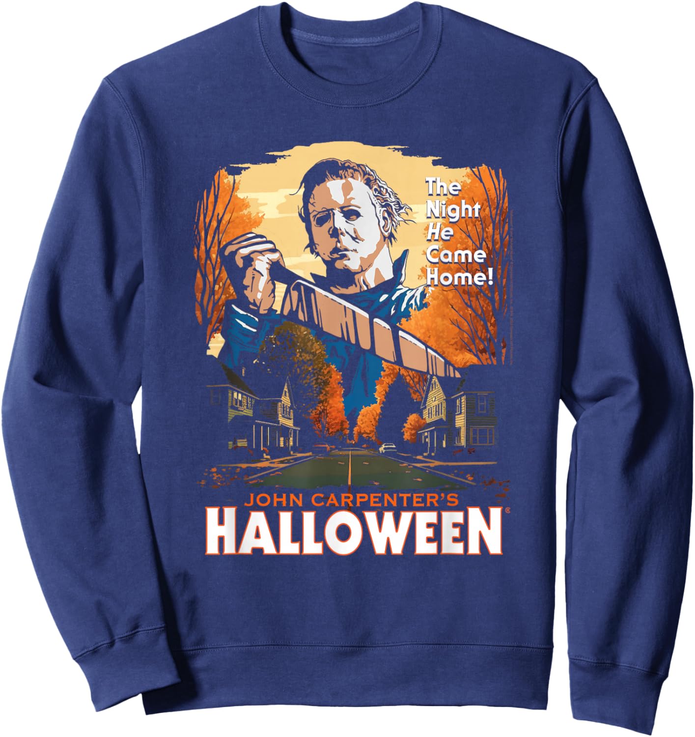 Halloween Mike Myers Haddonfield Illustration Horror Movie Sweatshirt - Sweatshirt | Navy