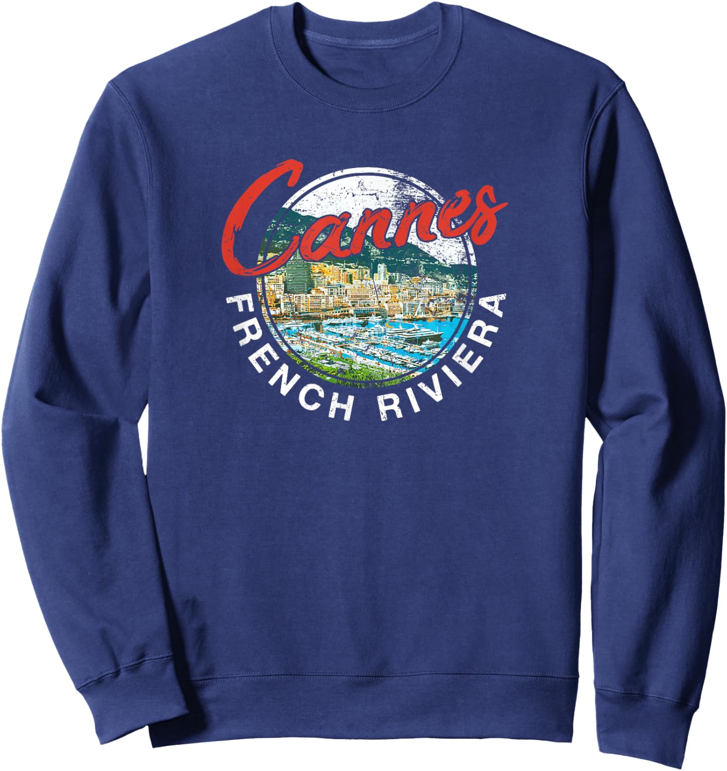 Cannes France French Riviera Vintage Travel T Shirt Sweatshirt - Sweatshirt | Navy