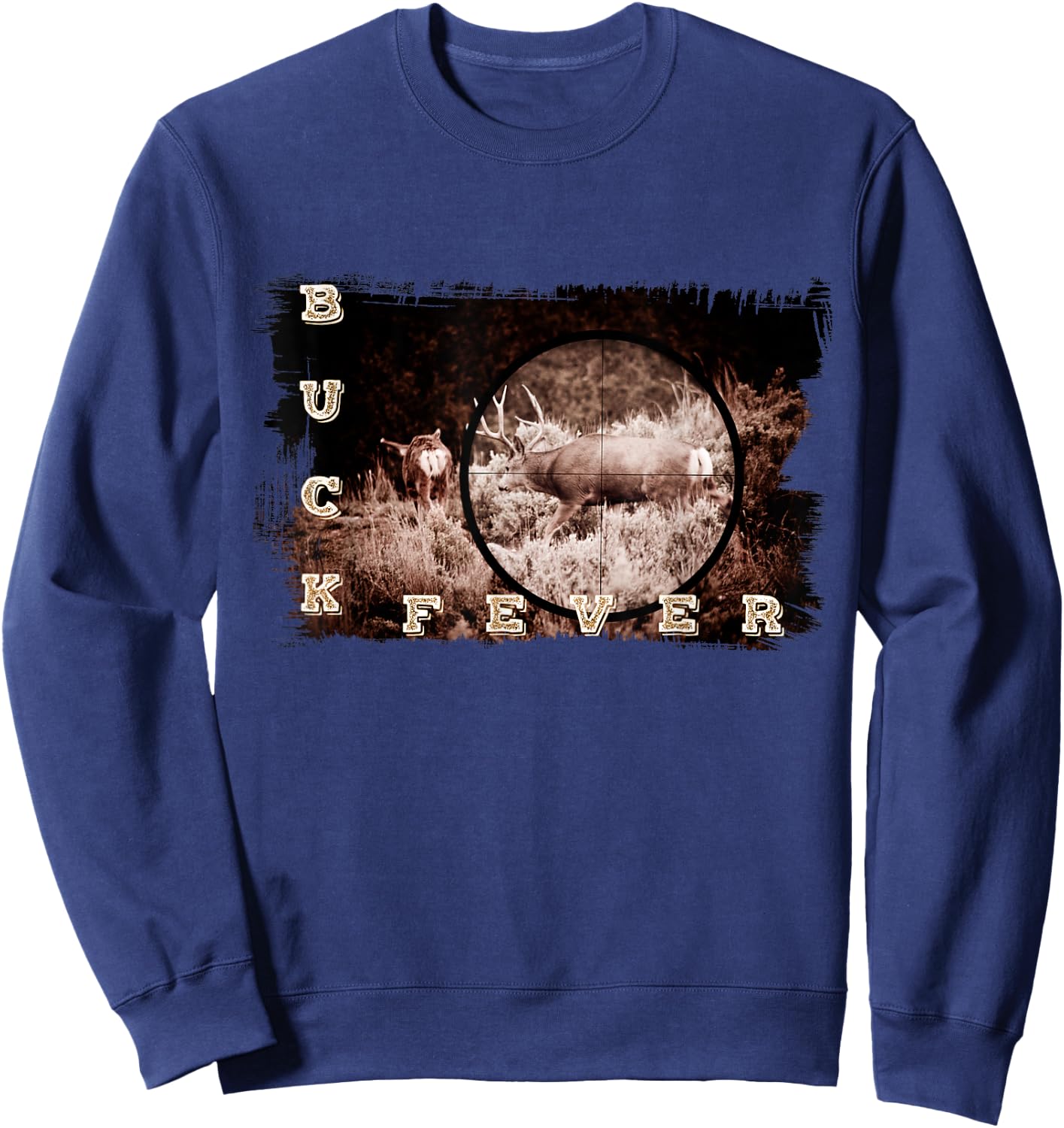 Buck Fever Rifle Hunters Mule Deer - Hunt Fever Sweatshirt - Sweatshirt | Navy