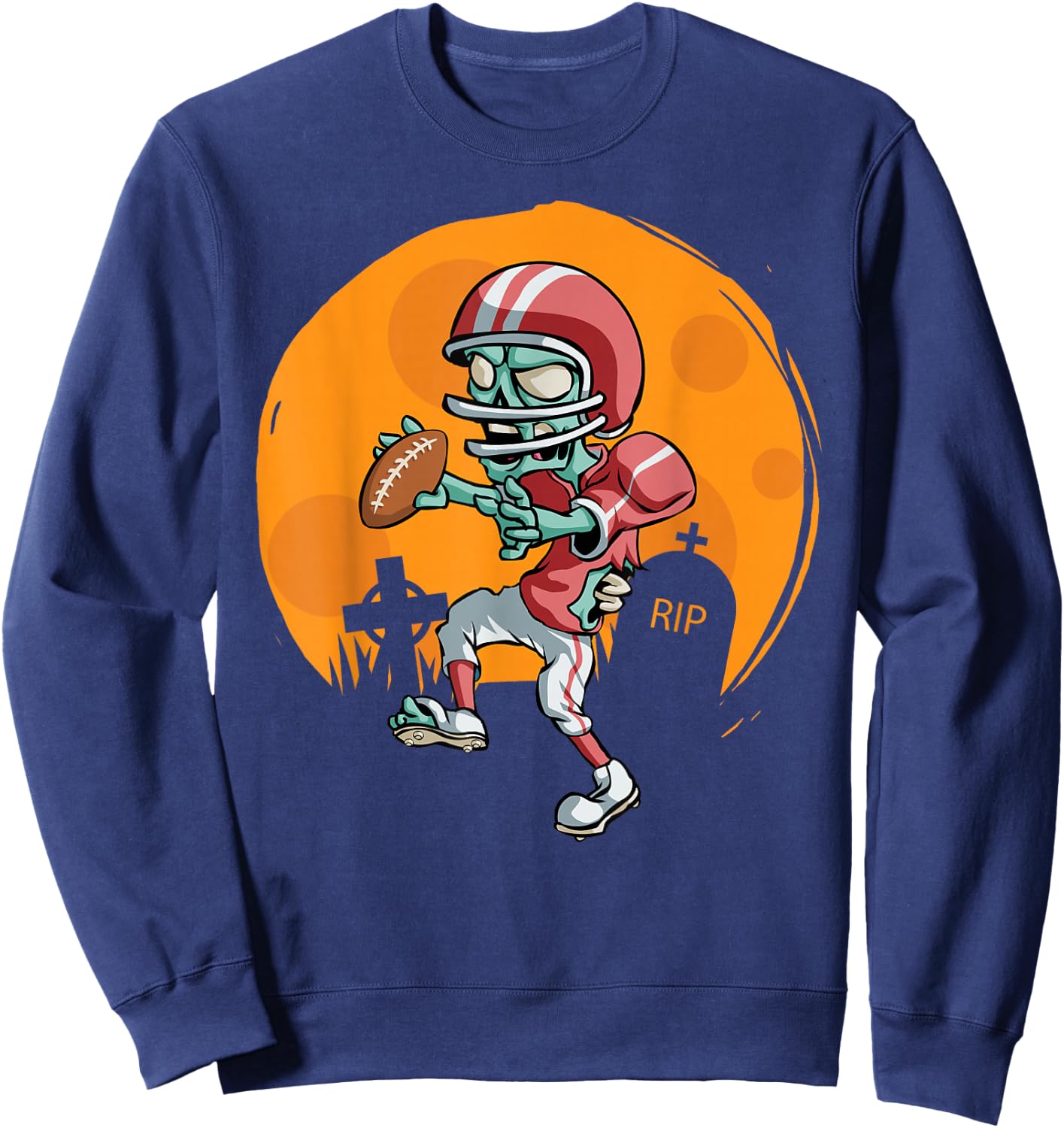 Funny Football Zombie Player Halloween Football Sport Gift Sweatshirt - Sweatshirt | Navy