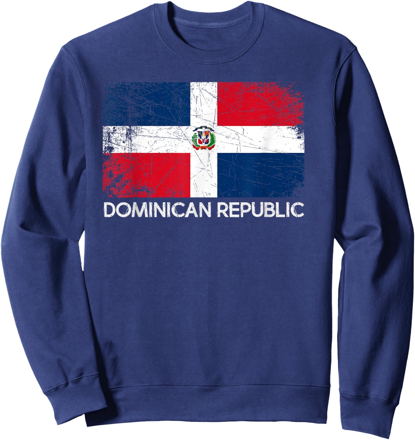 Dominican Flag | Vintage Made in Dominican Republic Small Sweatshirt - Sweatshirt | Navy