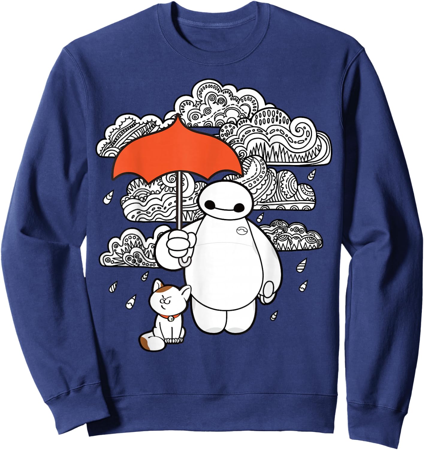 Disney Big Hero 6 Baymax Patterned Rain Clouds Portrait Sweatshirt - Sweatshirt | Navy