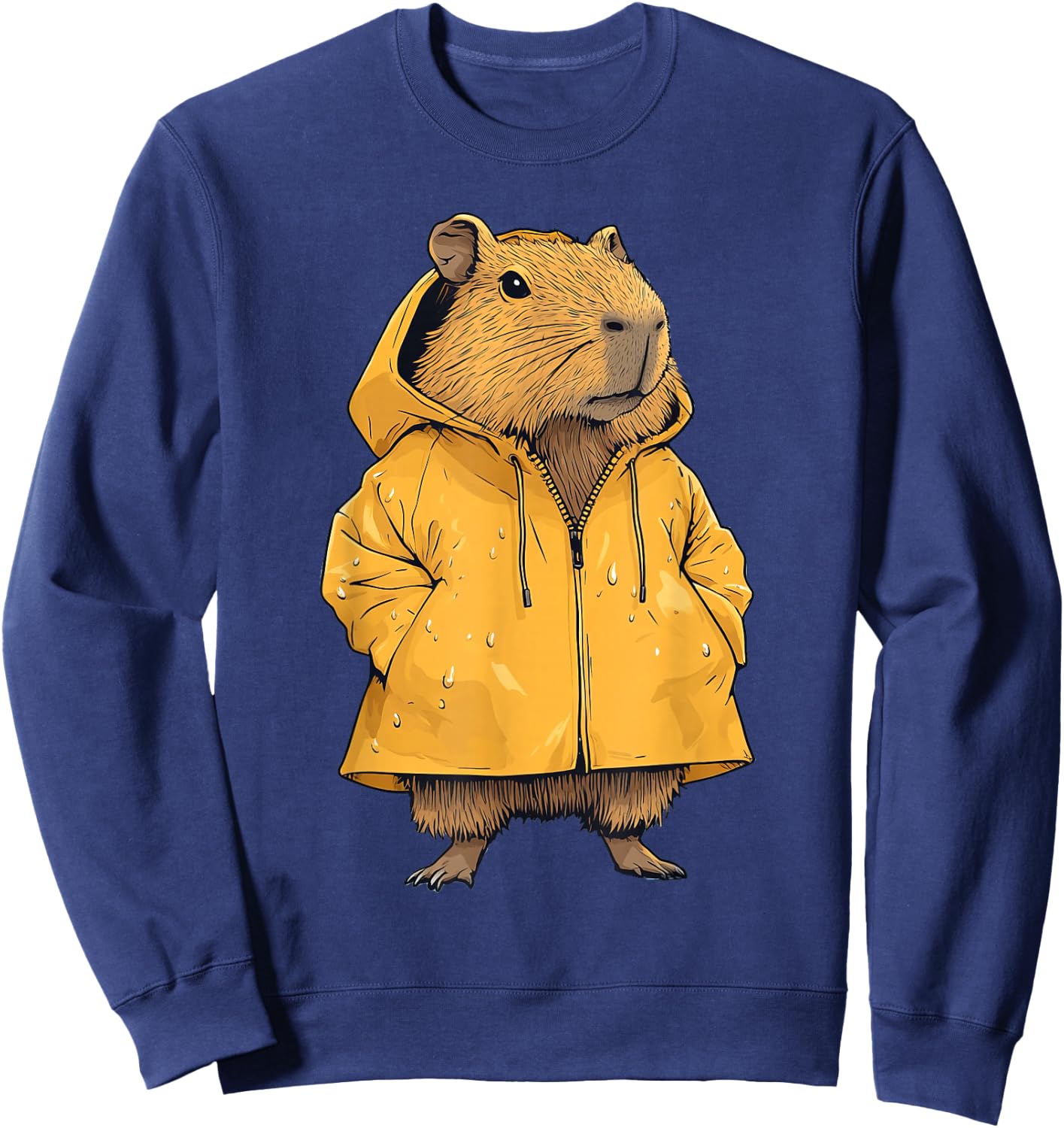 Capybara Wearing A Raincoat Sweatshirt - Sweatshirt | Navy