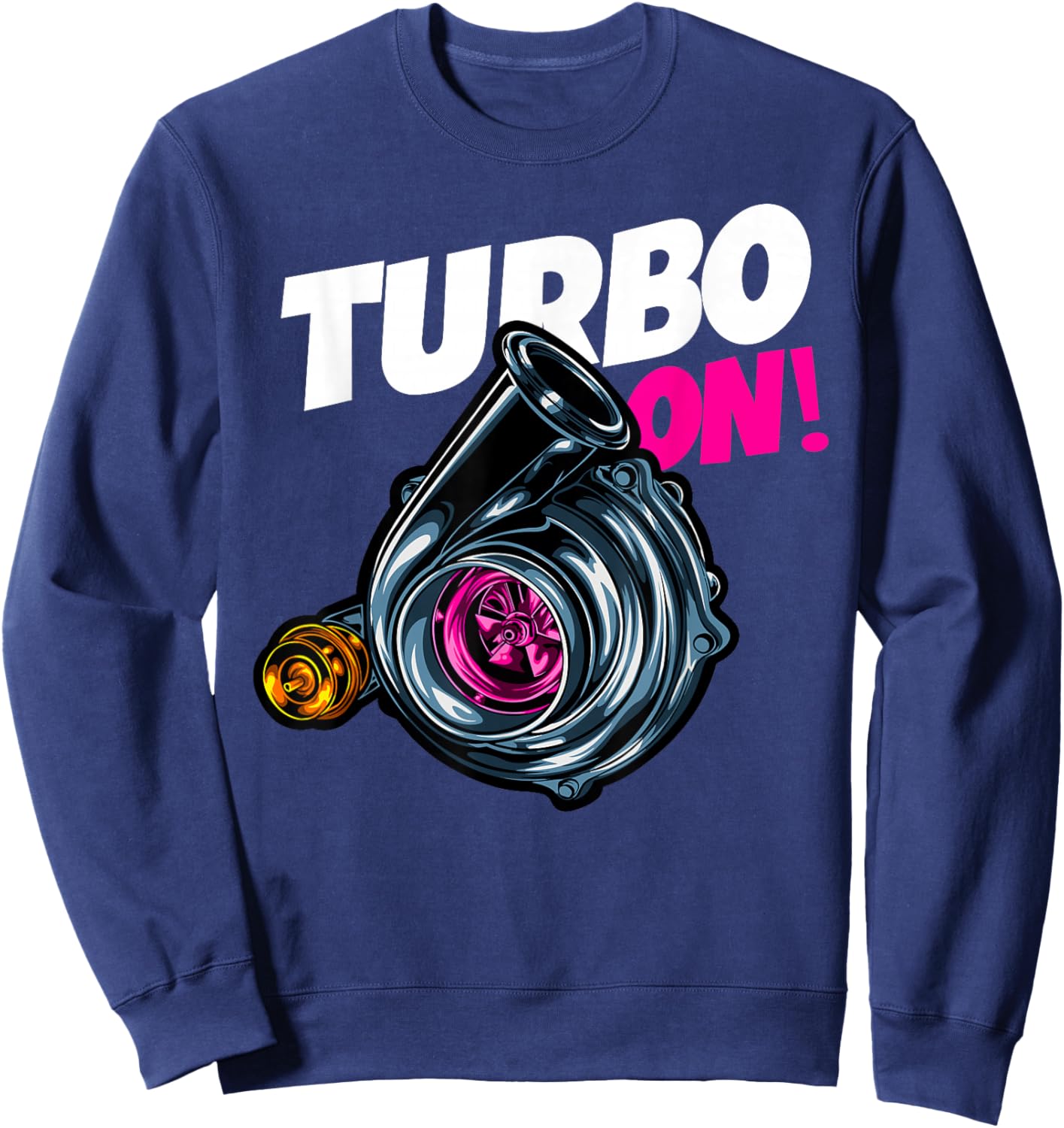 Turbo On Car Enthusiasts Retro Vintage Y2K Streetwear Racing Sweatshirt - Sweatshirt | Navy
