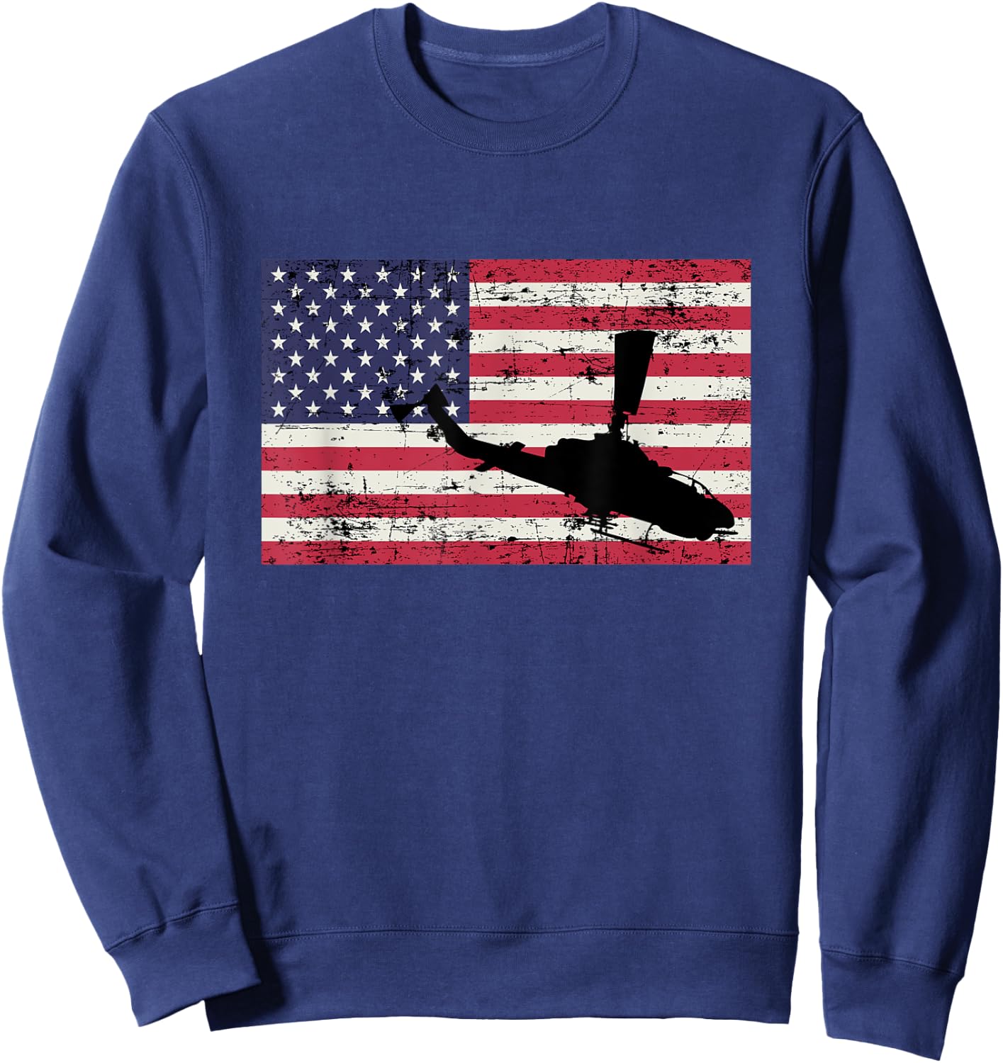 Patriotic AH-1 Cobra Attack Helicopter American flag Women Kids Men Sweatshirt - Sweatshirt | Navy