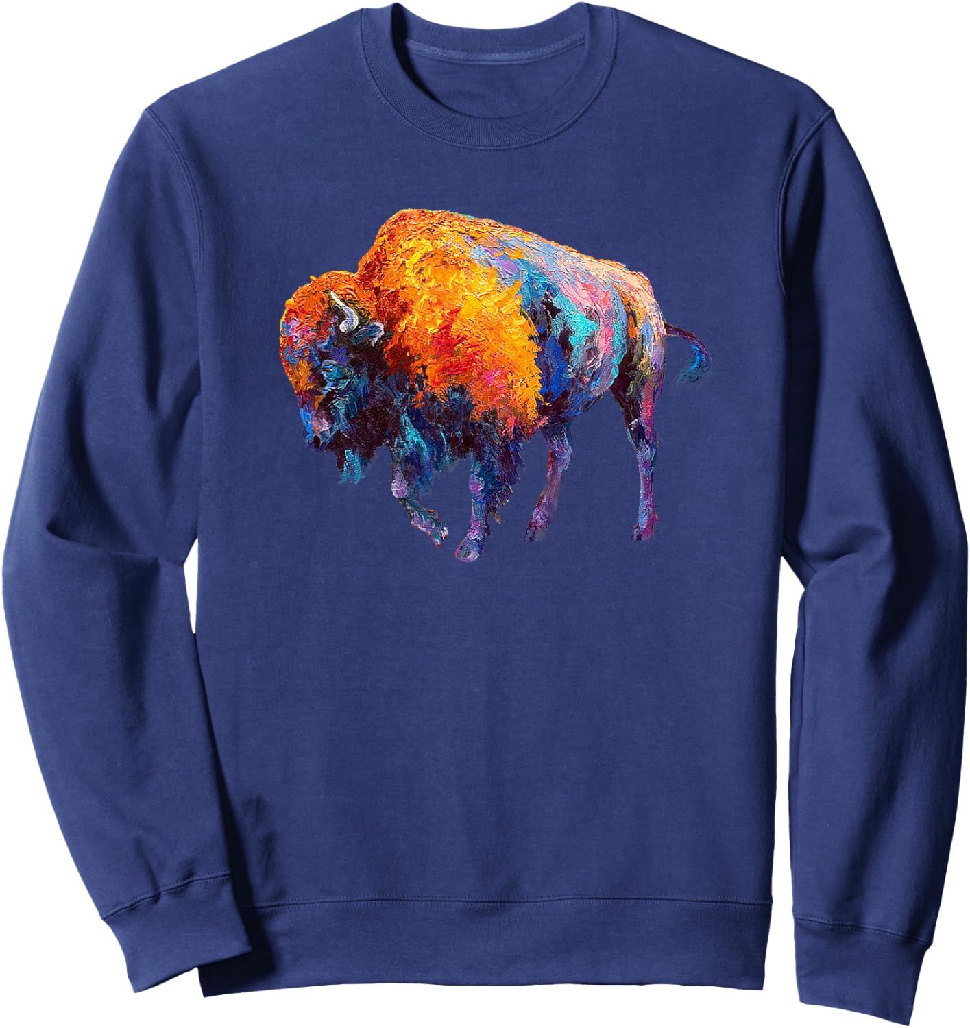 Buffalo Shirt American Bison Shirt Adult Black Small Classic Fit Short Sleeve Round Neck Buffalo Plaid Design Sweatshirt - Sweatshirt | Navy