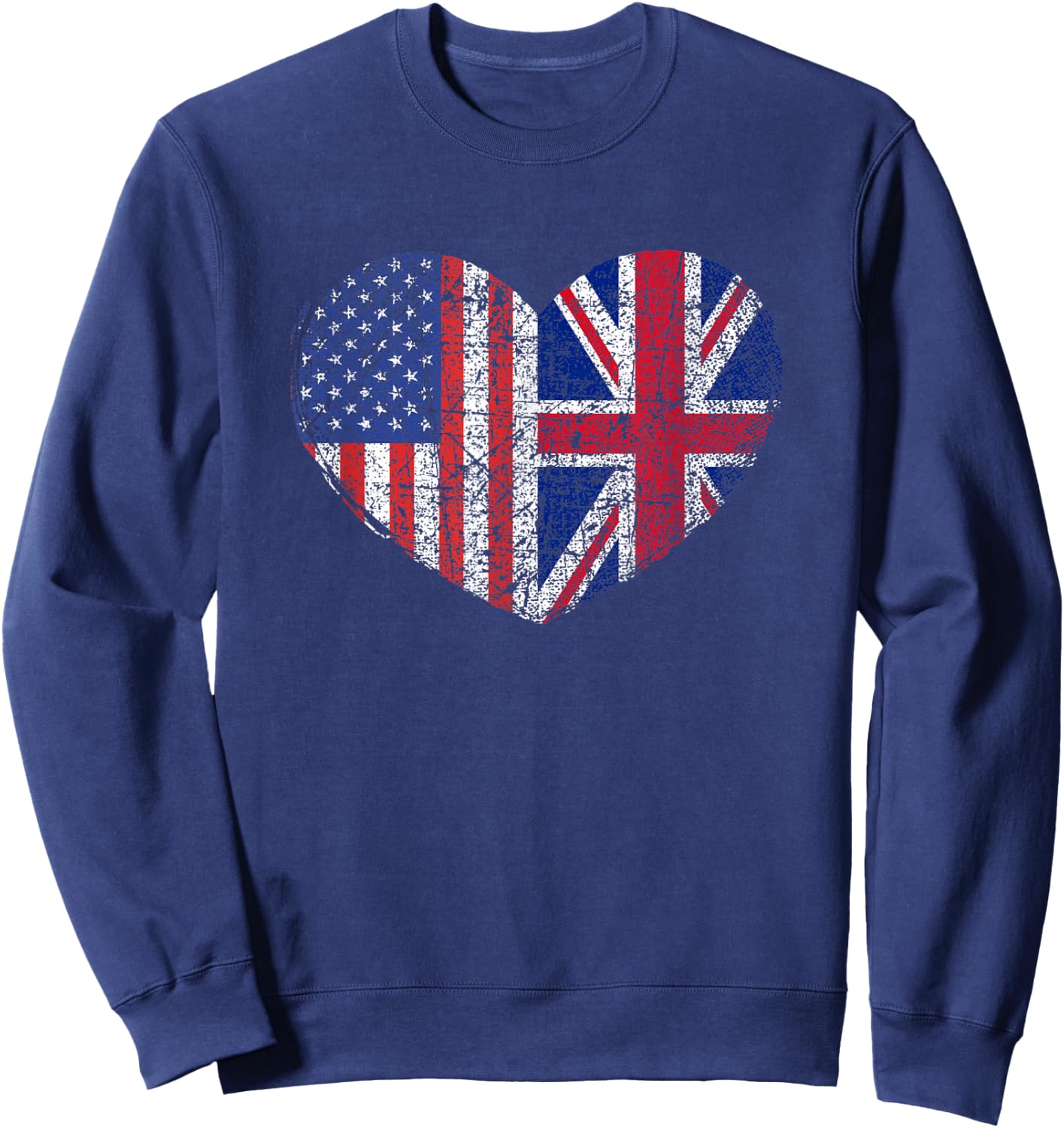USA United Kingdom Heart - Dual Citizenship Flag Gift Sweatshirt - Sweatshirt | Navy