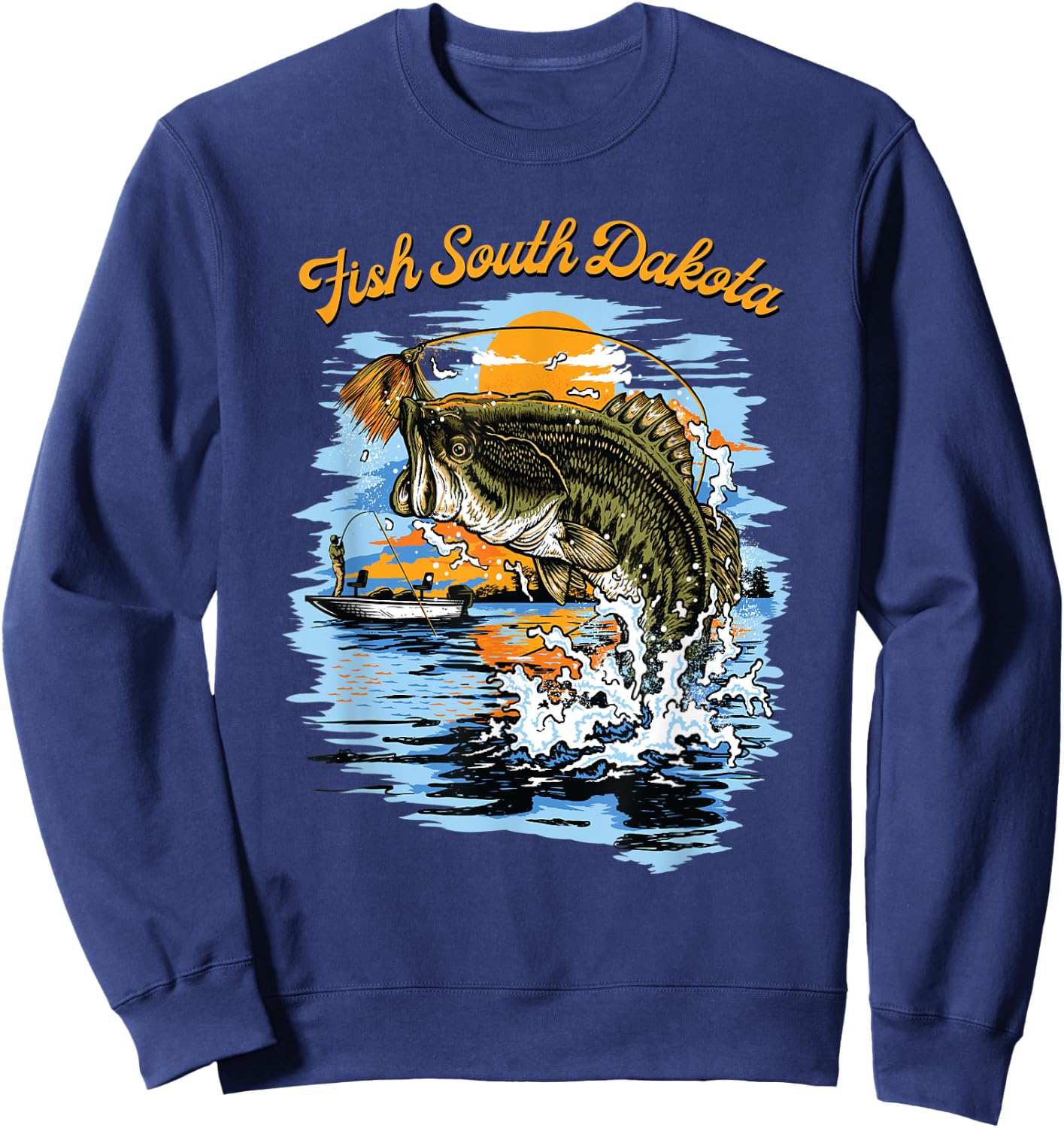 Largemouth Bass Fishing | Fish South Dakota Sweatshirt - Sweatshirt | Navy