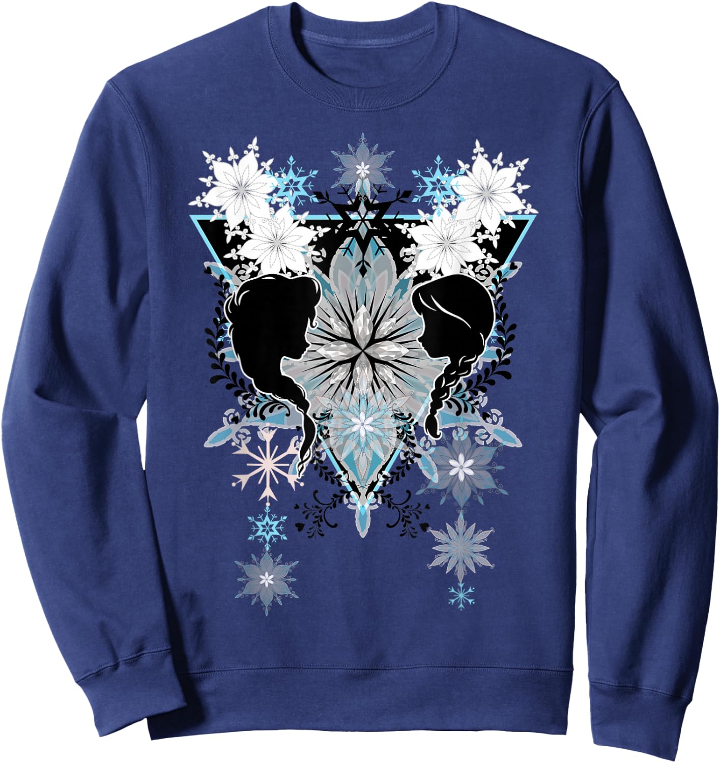 Disney Frozen Elsa & Anna Snowflake Boho Silhouettes Sweatshirt - Sweatshirt | Navy