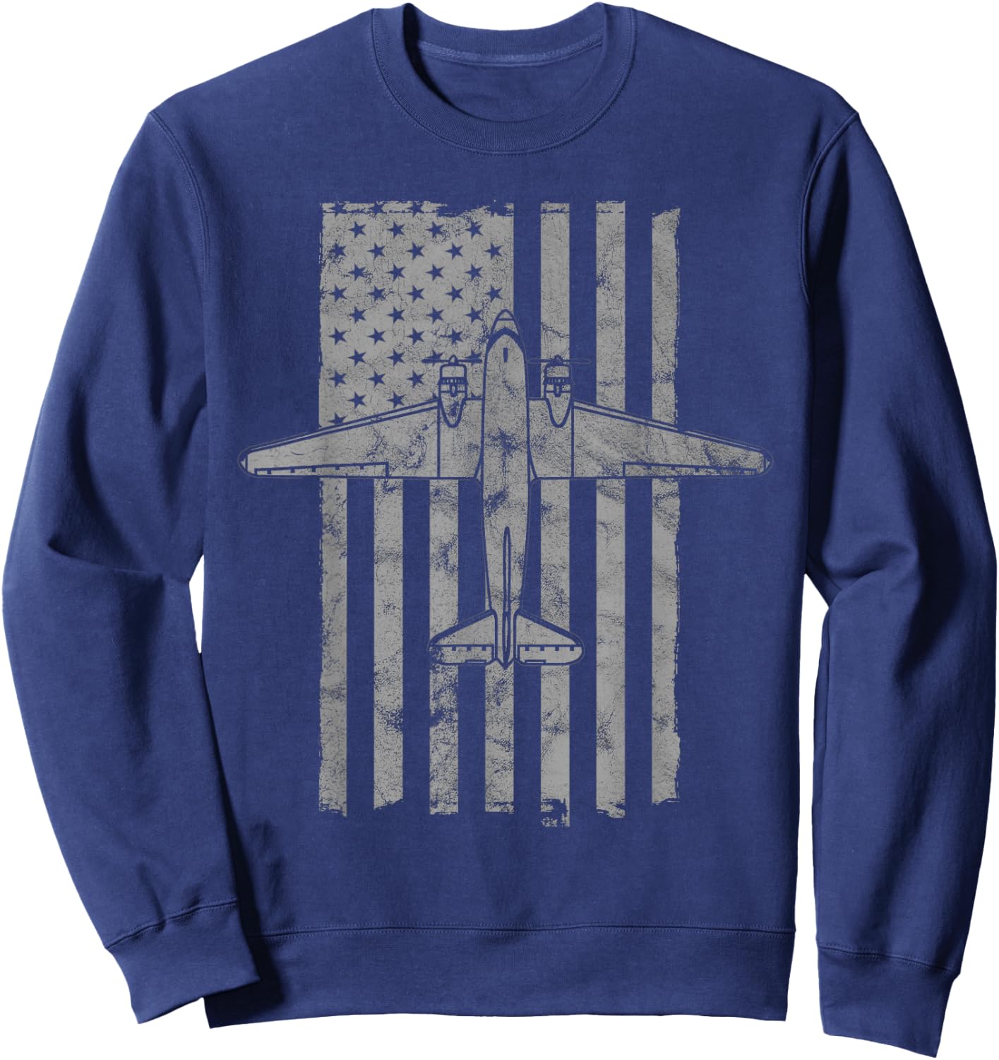 C-47 Skytrain WWII Transport Airplane Vintage Flag Sweatshirt - Sweatshirt | Navy
