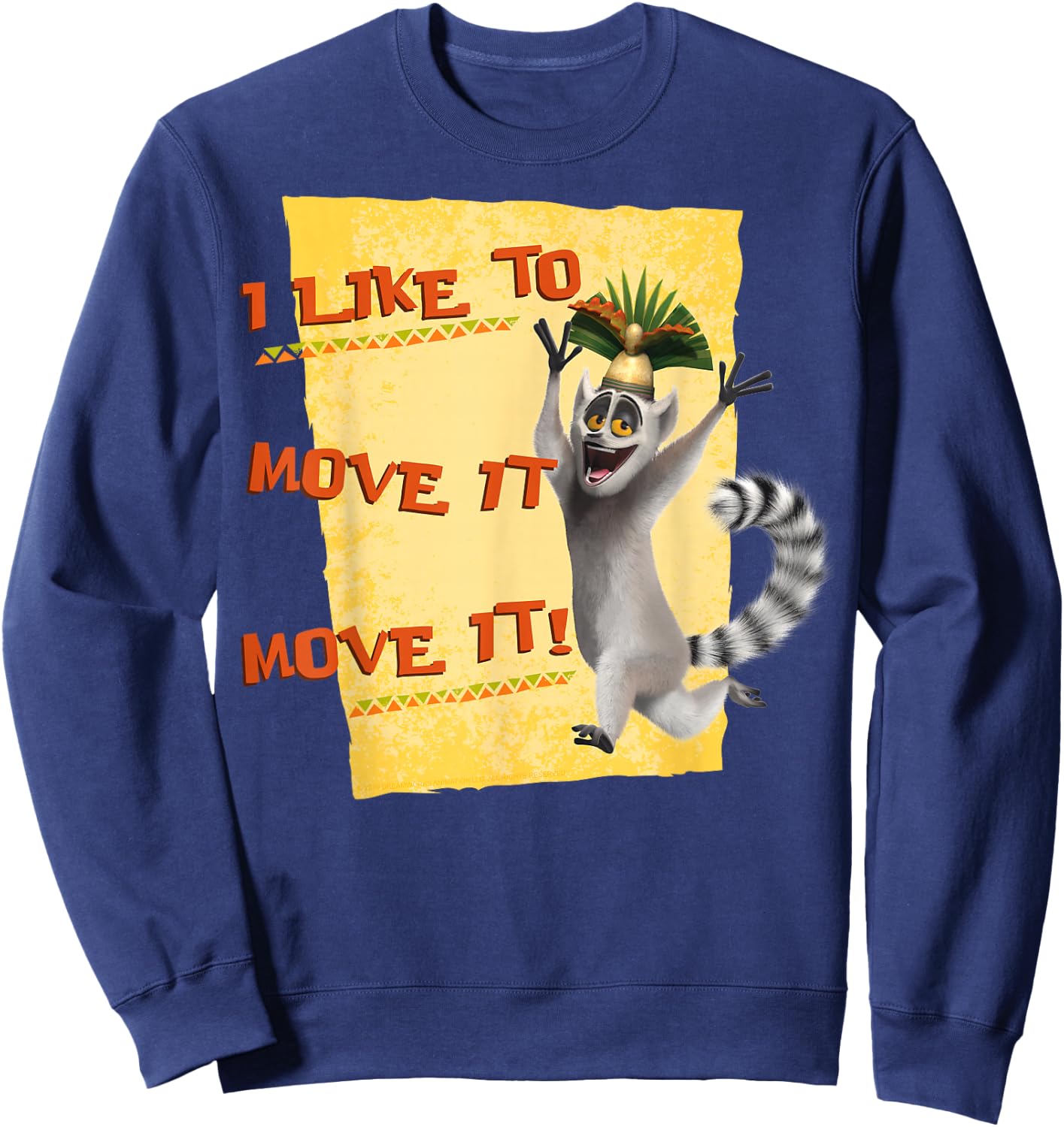 Madagascar Julien Move It Text Poster Sweatshirt - Sweatshirt | Navy
