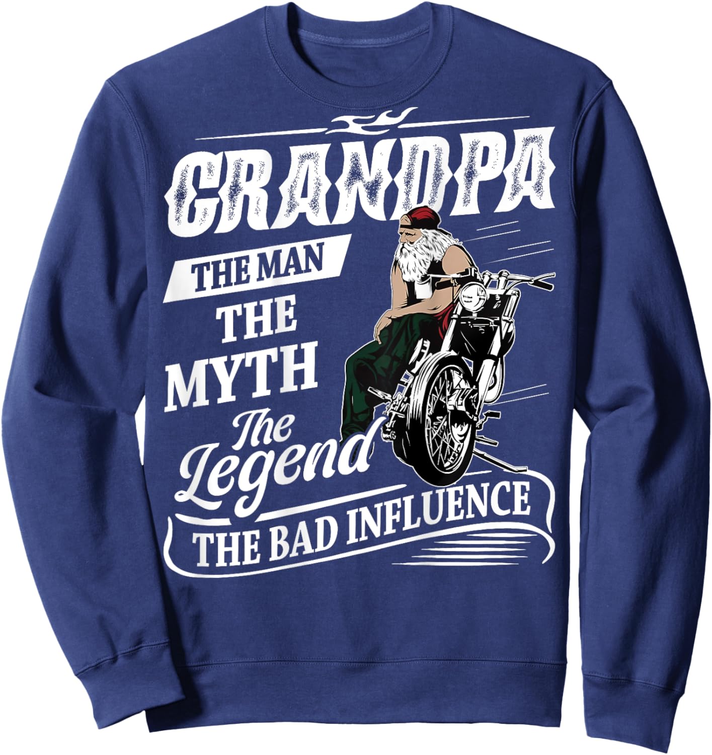 Biker Grandpa The Man Myth Legend Motorcycle Old Biker Sweatshirt - Sweatshirt | Navy