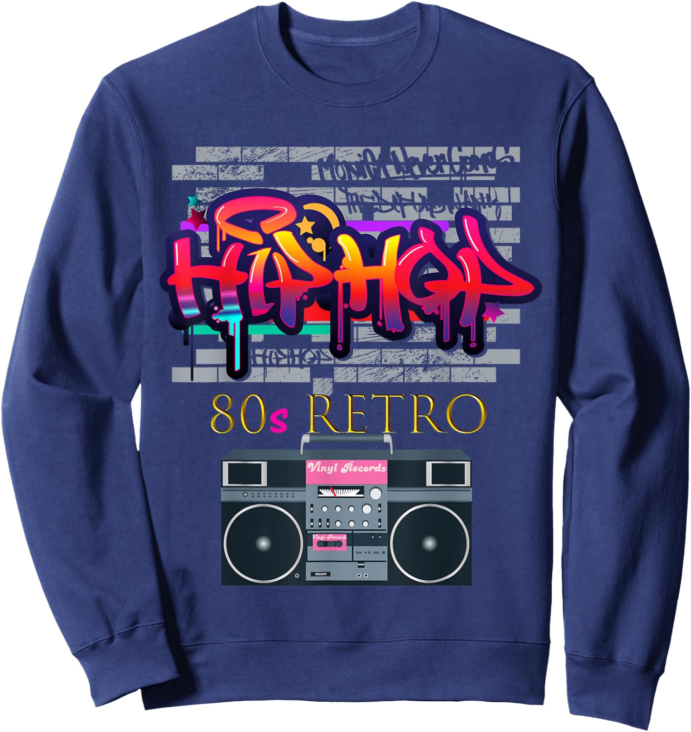 Women CUTE: Hip Hop 80s Costume Shirt Party Outfit Gift Sweatshirt - Sweatshirt | Navy