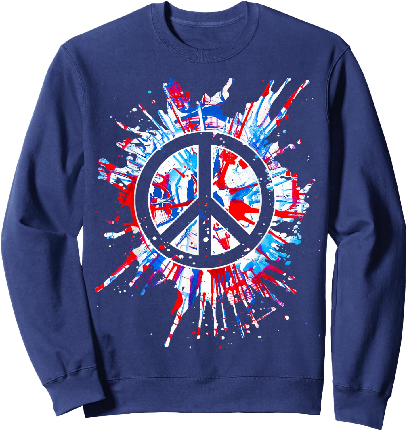 Peace Sign Red White Blue Patriotic Hippie Tie Dye Sweatshirt - Sweatshirt | Navy