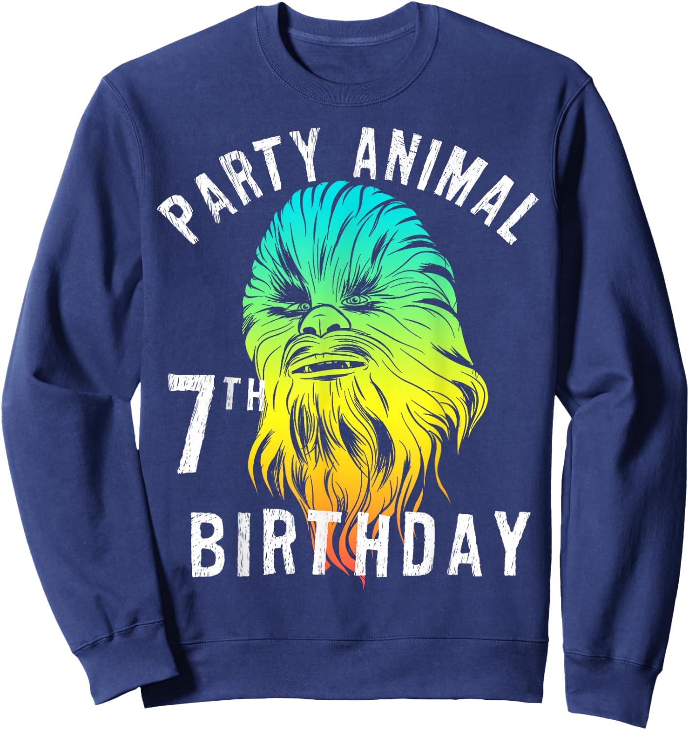 Star Wars Chewie Party Animal 7th Birthday Color Portrait Sweatshirt - Sweatshirt | Navy