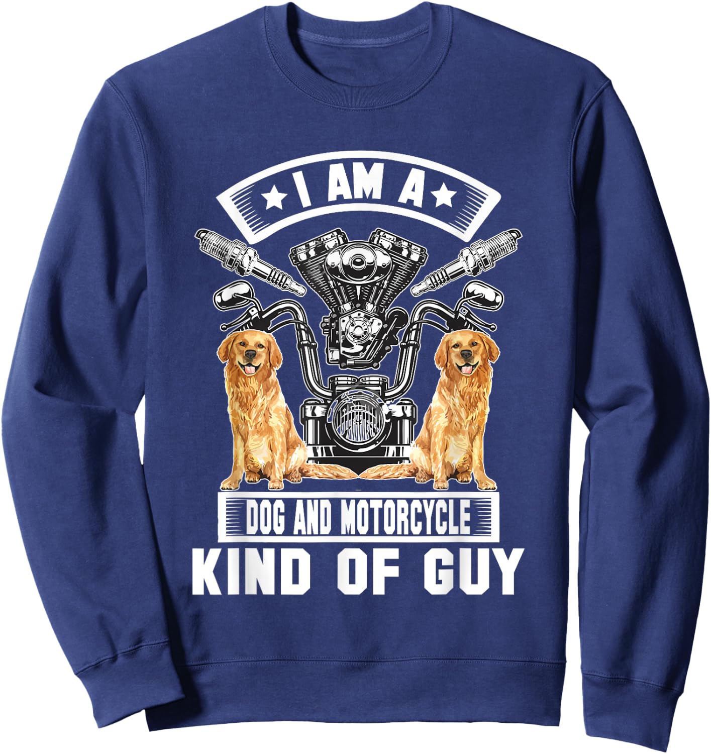 Motorcycle And Dog Bike Riding Dad Biker Labrador Men Women Sweatshirt - Sweatshirt | Navy