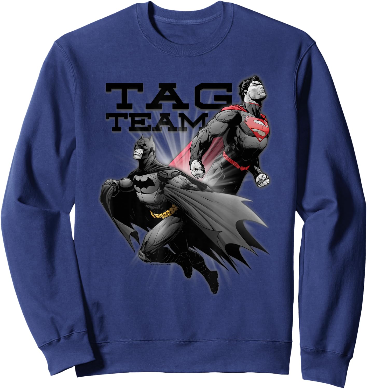 Justice League Batman & Superman Tag Team T Shirt Sweatshirt - Sweatshirt | Navy