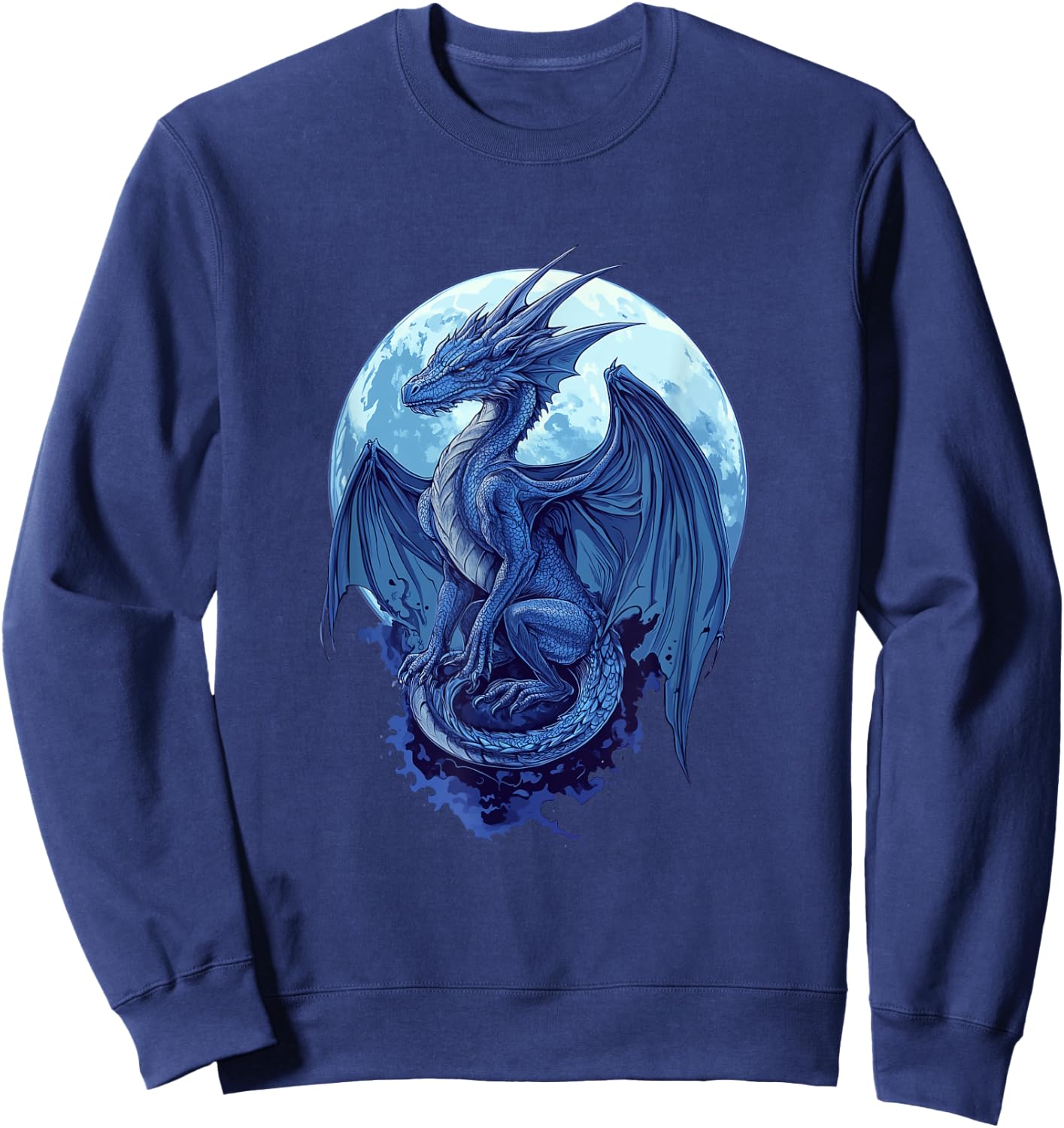 Night Sky Celestial Fantasy Moonlit Dragon Sweatshirt - Sweatshirt | Navy