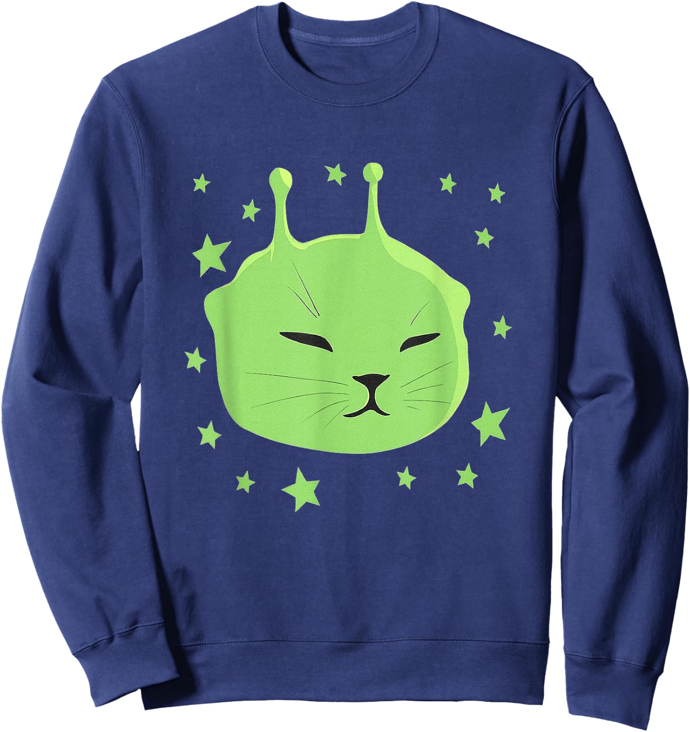 Alien Cat Meme Y2K Spaceship Space Kitty Silly Brainrot Sweatshirt - Sweatshirt | Navy