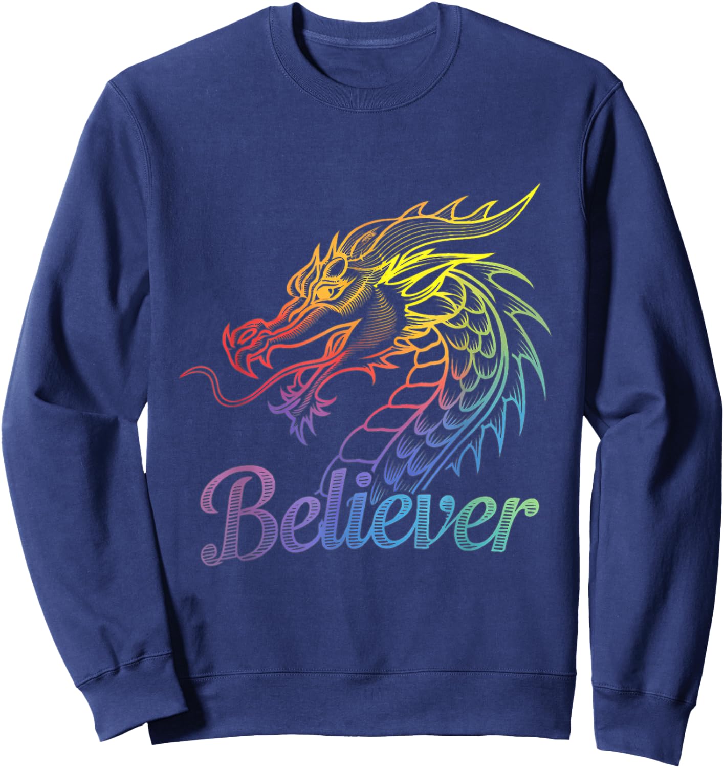 Vintage Dragon Believer - Imagine This Gift Dragon Fans Sweatshirt - Sweatshirt | Navy
