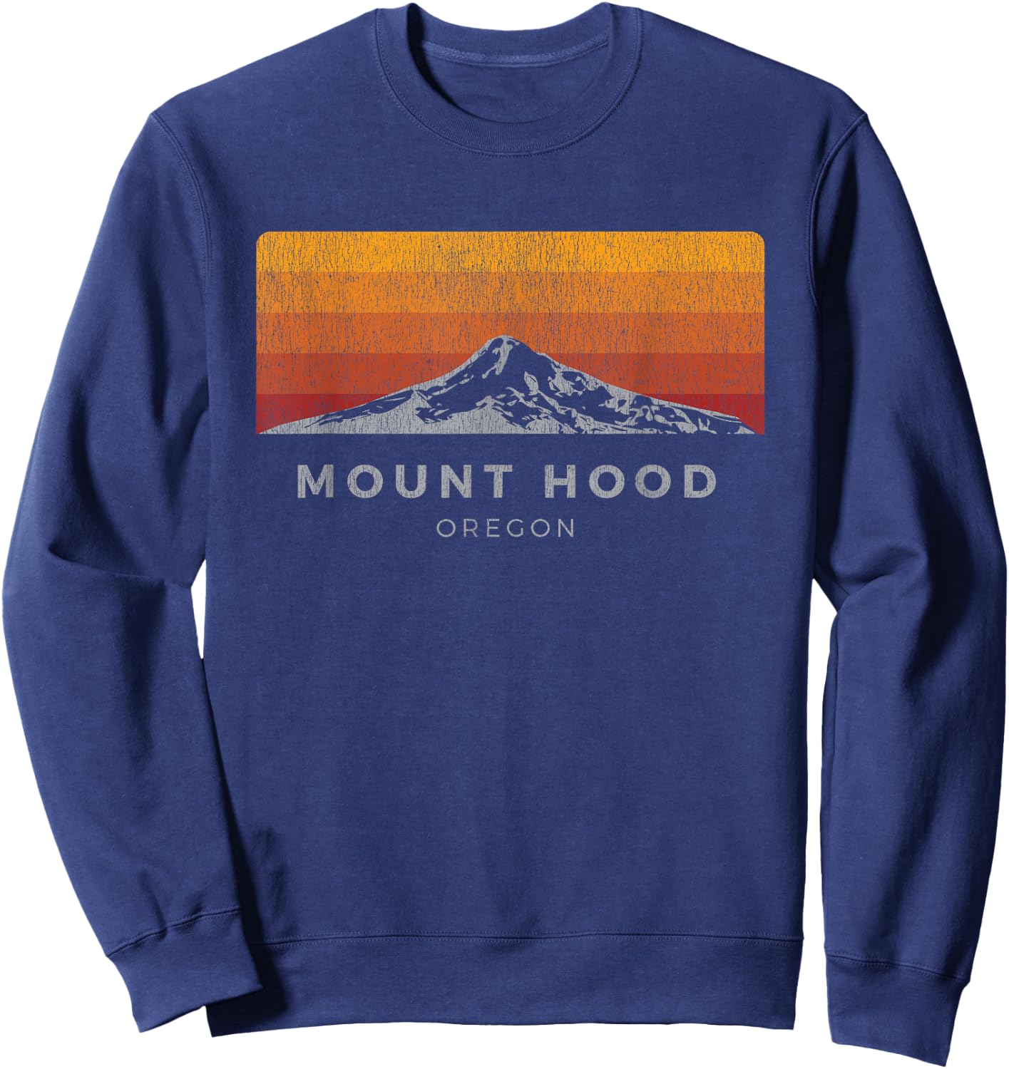 Distressed Mt Hood Oregon Sunrise Shirt Sweatshirt - Sweatshirt | Navy
