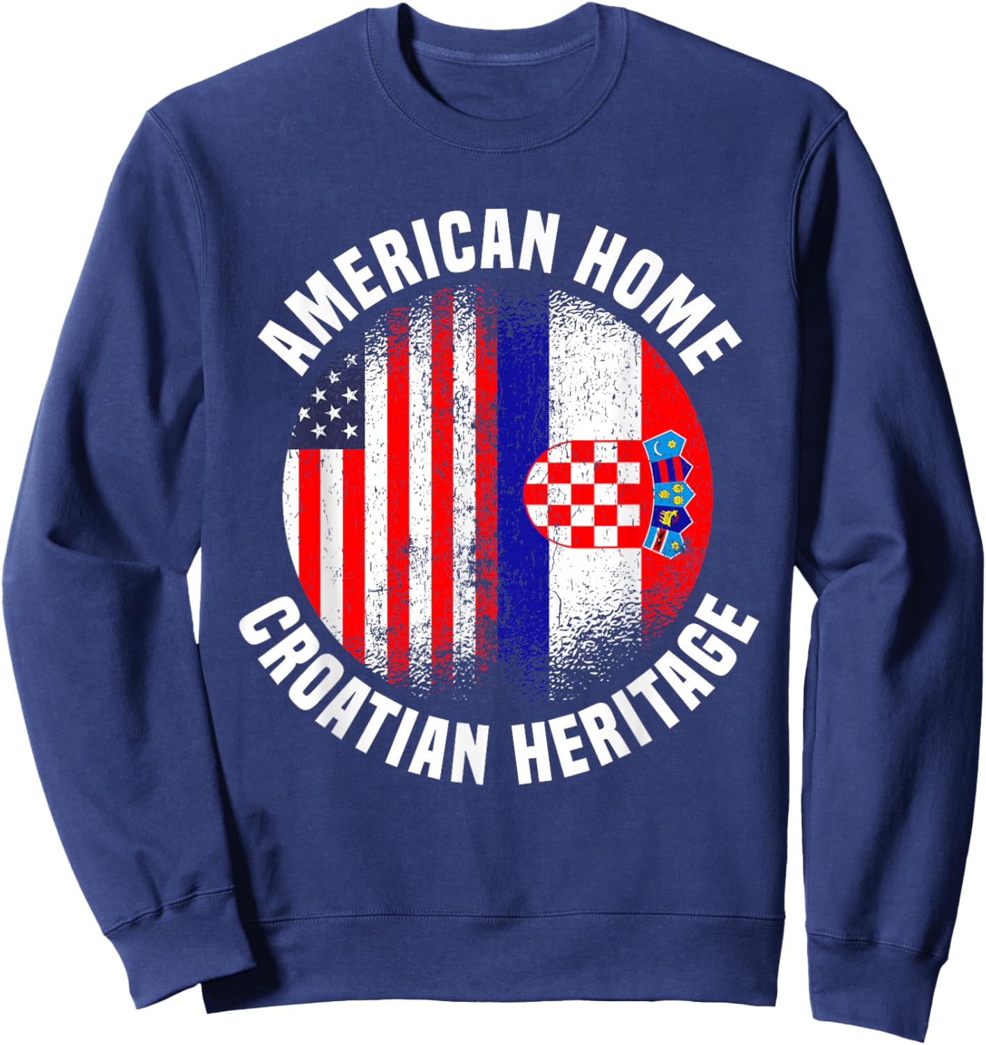 Croatia Outfit & Women US American Croatian Flag Sweatshirt - Sweatshirt | Navy