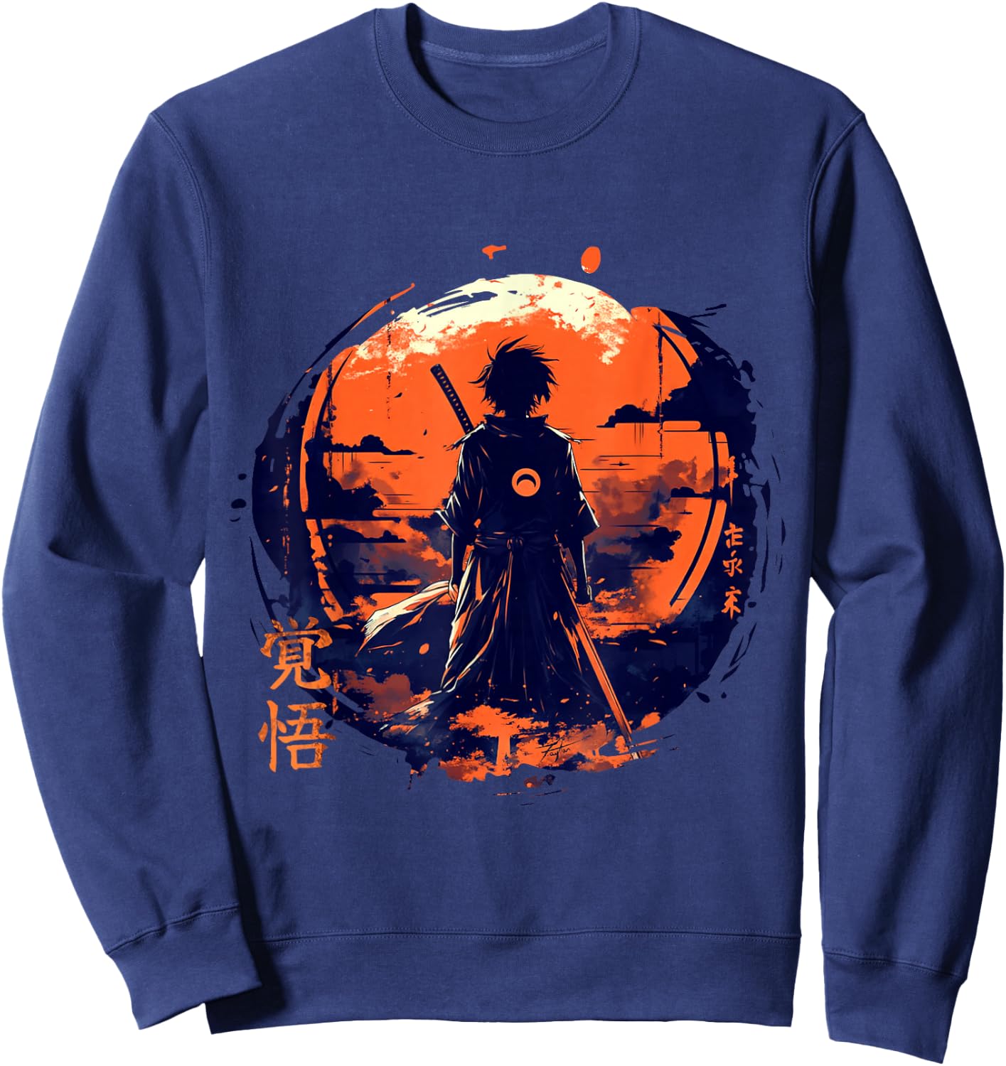 Japanese Anime Samurai Aesthetic in vaporwave harajuku style Sweatshirt - Sweatshirt | Navy