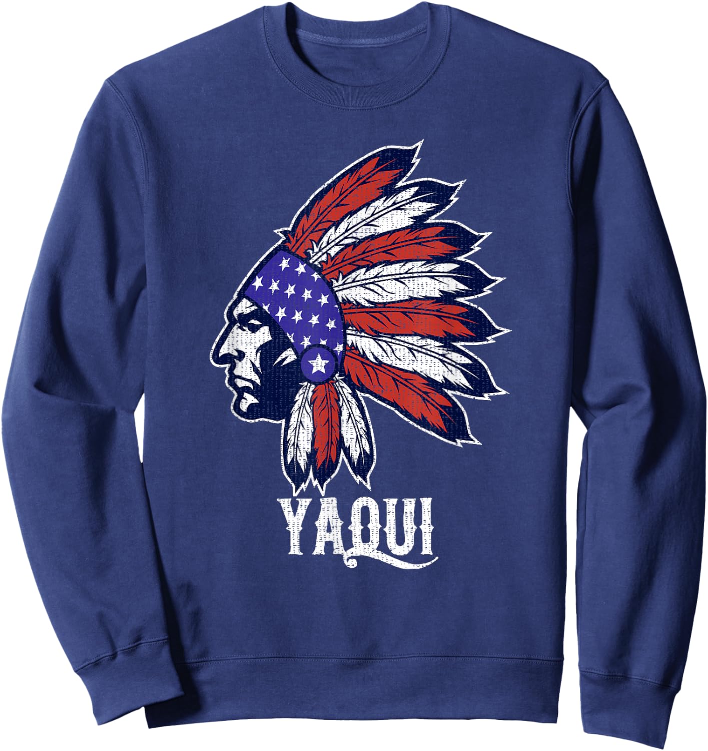 Yaqui Native American Flag Pride Headdress Men Sweatshirt - Sweatshirt | Navy