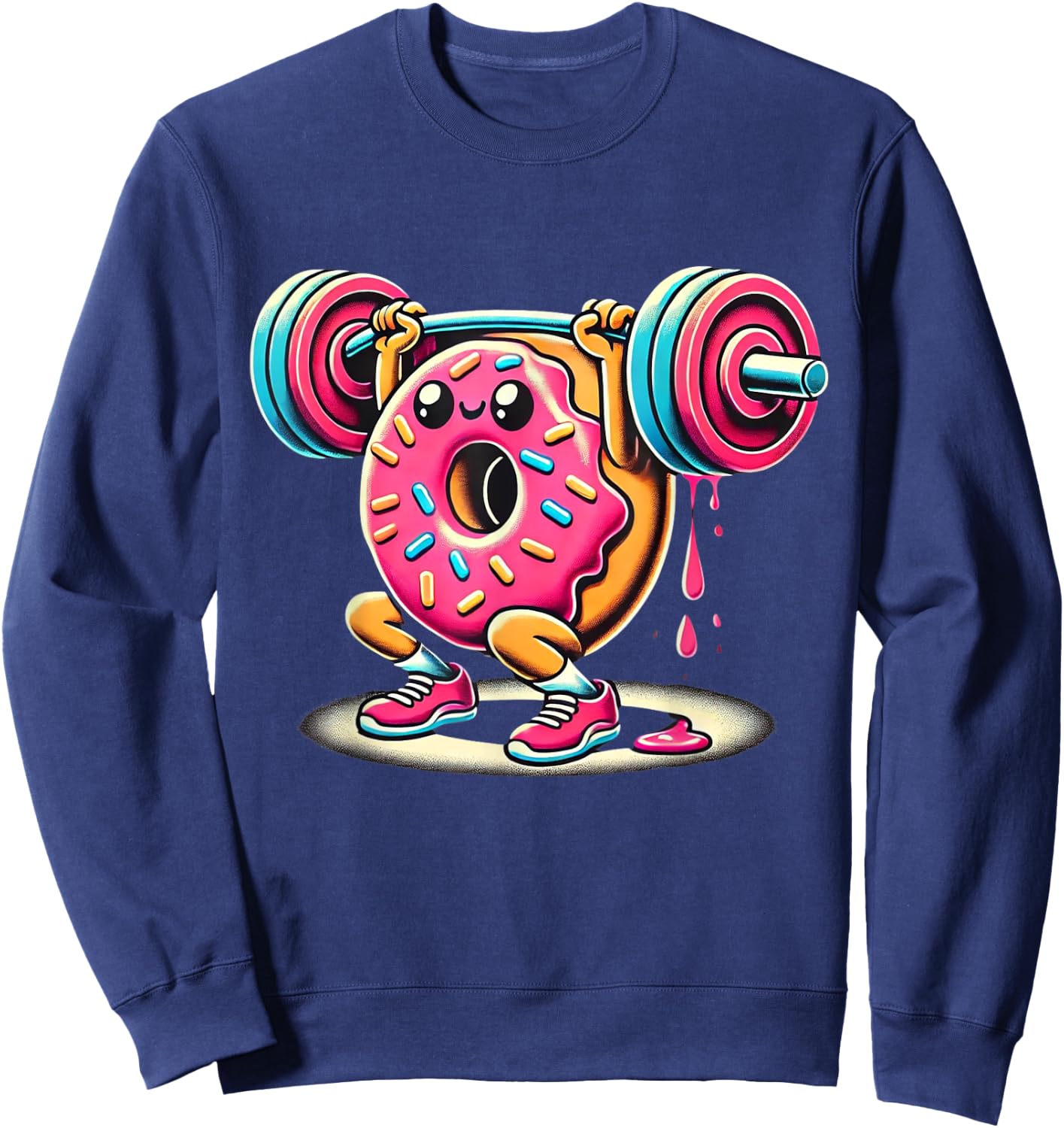 Funny Donut Bodybuilding Weightlifting Food Gym Donut Sweatshirt - Sweatshirt | Navy