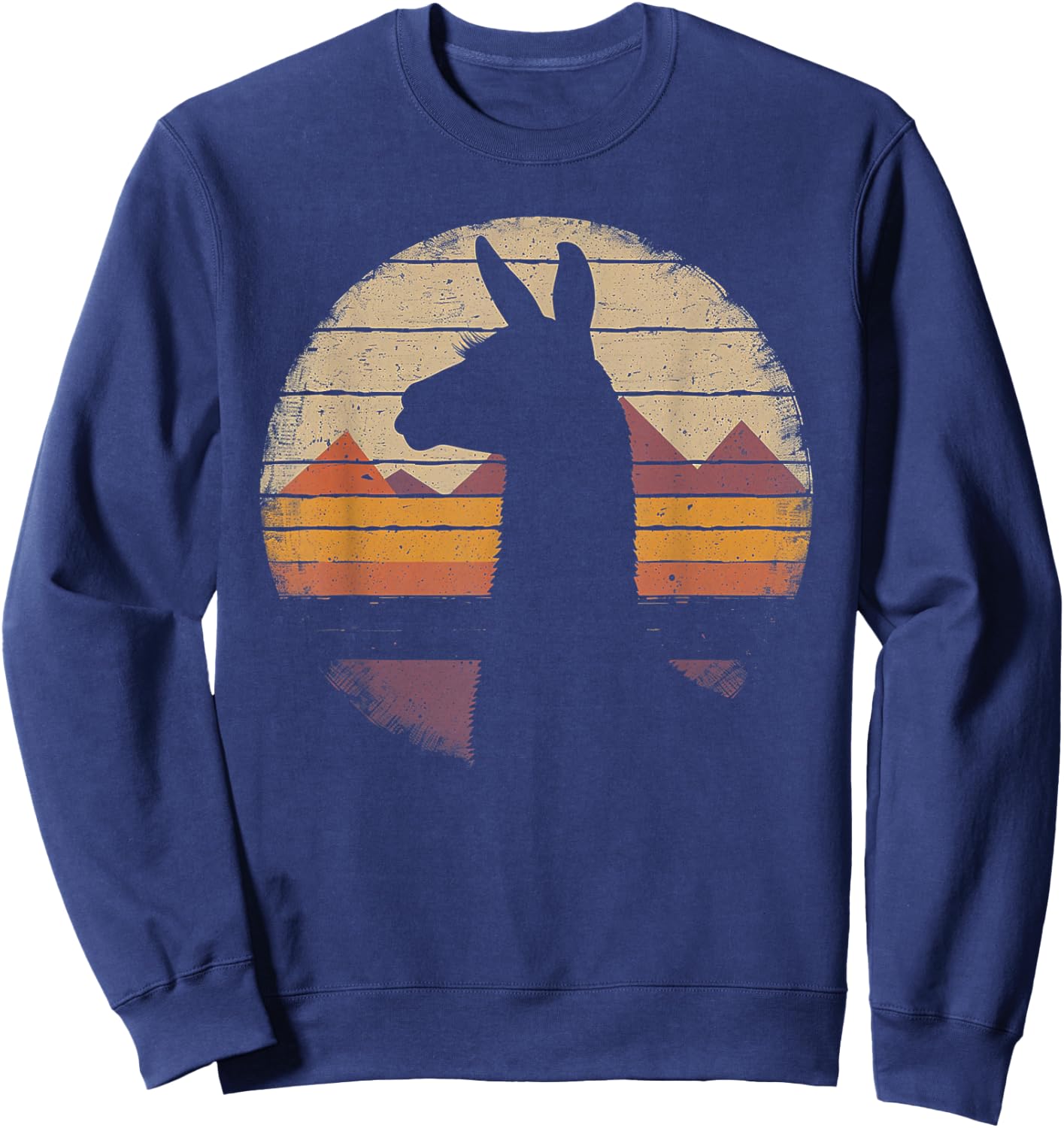Llama Alpaca - Retro 70s 80s Graphic Vintage Men Women Kids Sweatshirt - Sweatshirt | Navy