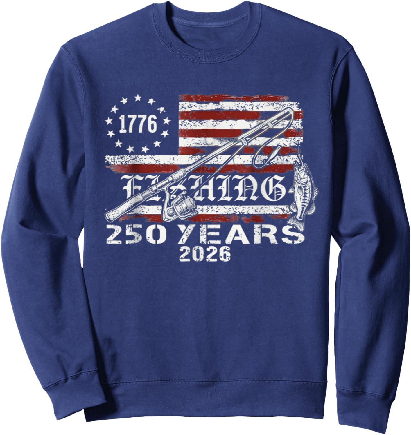 Fisherman 250 Years American 250th Anniversary USA Sweatshirt - Sweatshirt | Navy