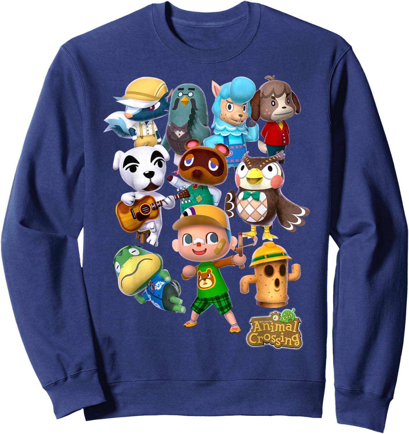 Animal Crossing New Leaf Villager Group Shot Graphic Small Sweatshirt - Sweatshirt | Navy