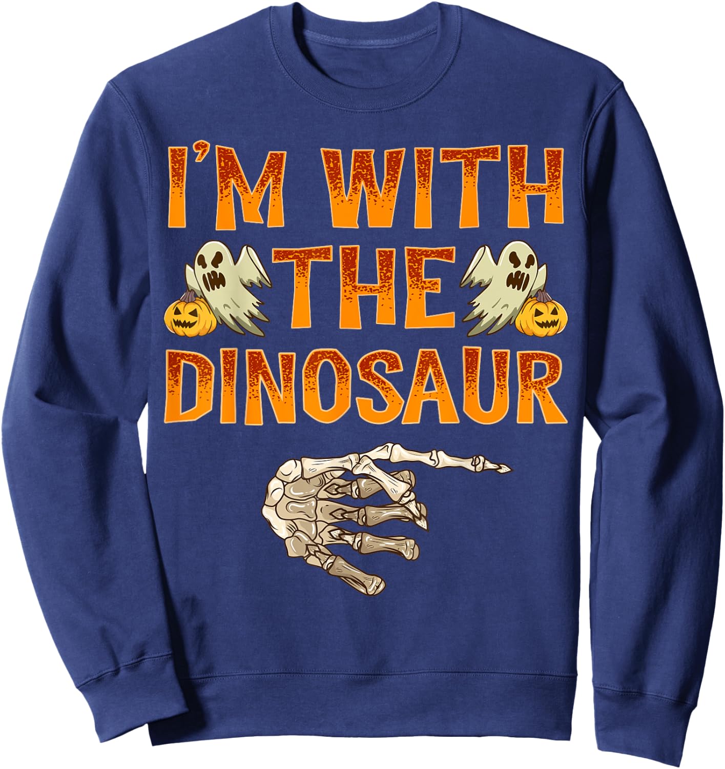 I'm With The Dinosaur Shirt Costume Funny Halloween Couple Sweatshirt - Sweatshirt | Navy
