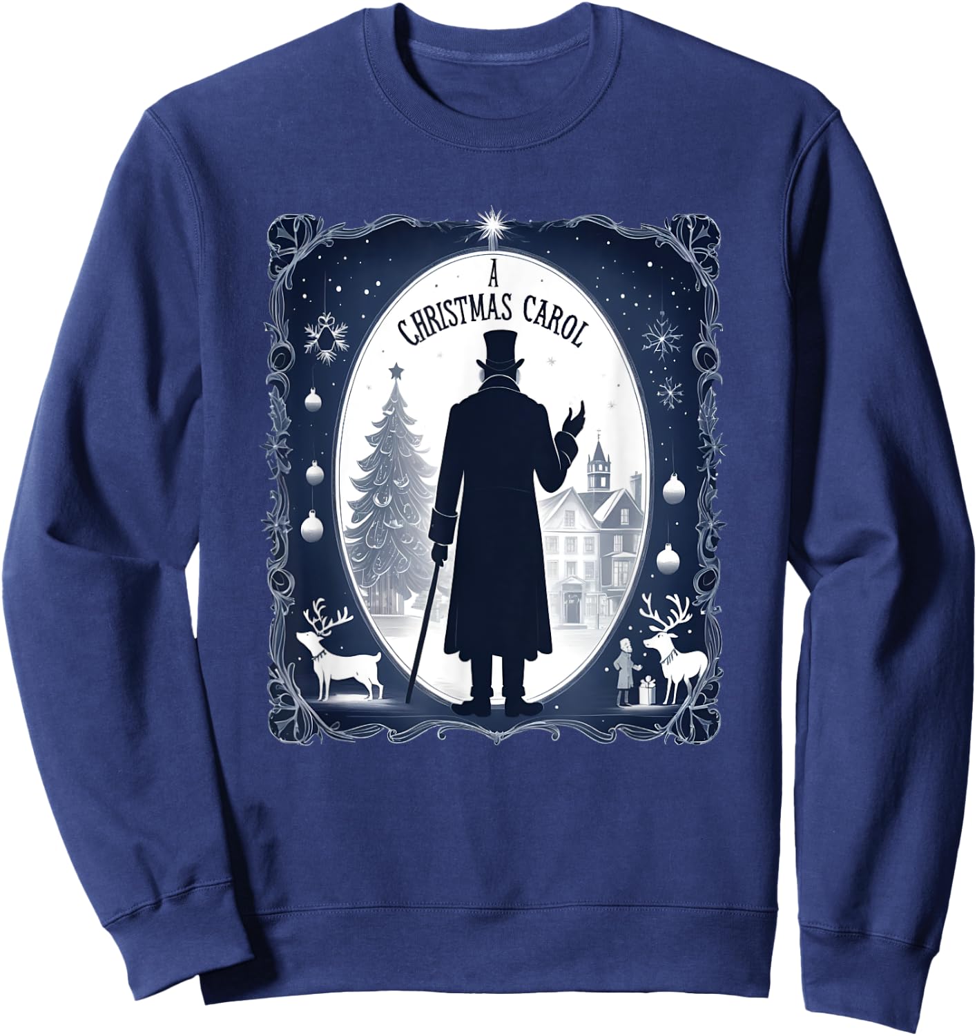 A Christmas Carol with Ebeneezer Scrooge Silhouette Sweatshirt - Sweatshirt | Navy