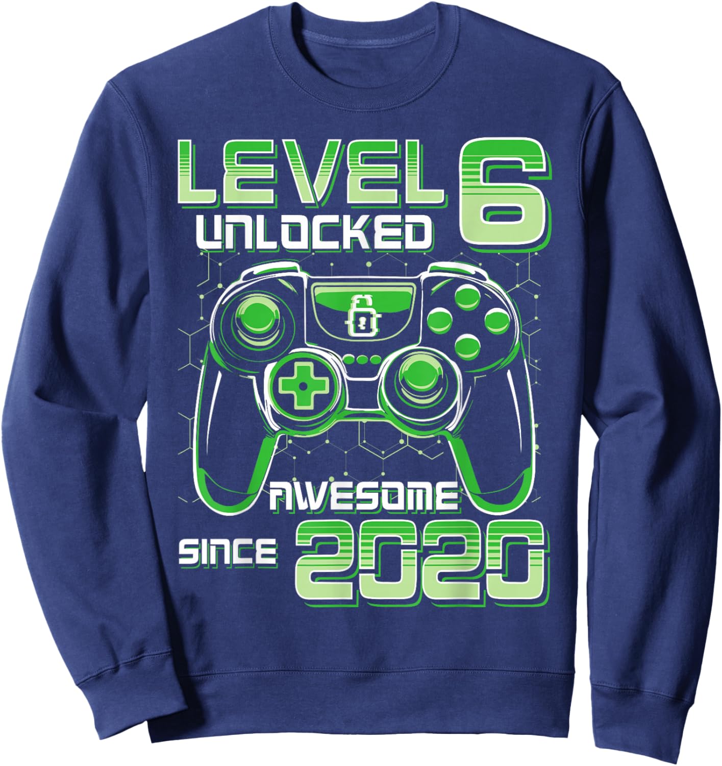 Level 6 Unlocked Awesome Since 2020 6th Birthday Gamer Boys Sweatshirt - Sweatshirt | Navy
