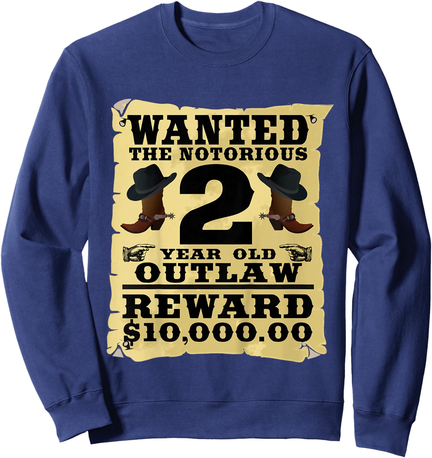 Kids 2 Year Old Cowboy Birthday Party Wild West Western 2nd Gift Sweatshirt - Sweatshirt | Navy
