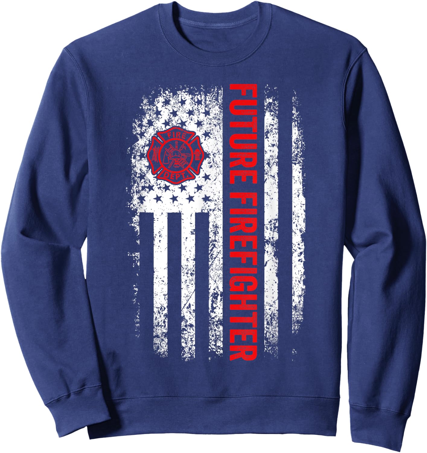 Future Firefighter US American Flag Design For Boys Girls Sweatshirt - Sweatshirt | Navy