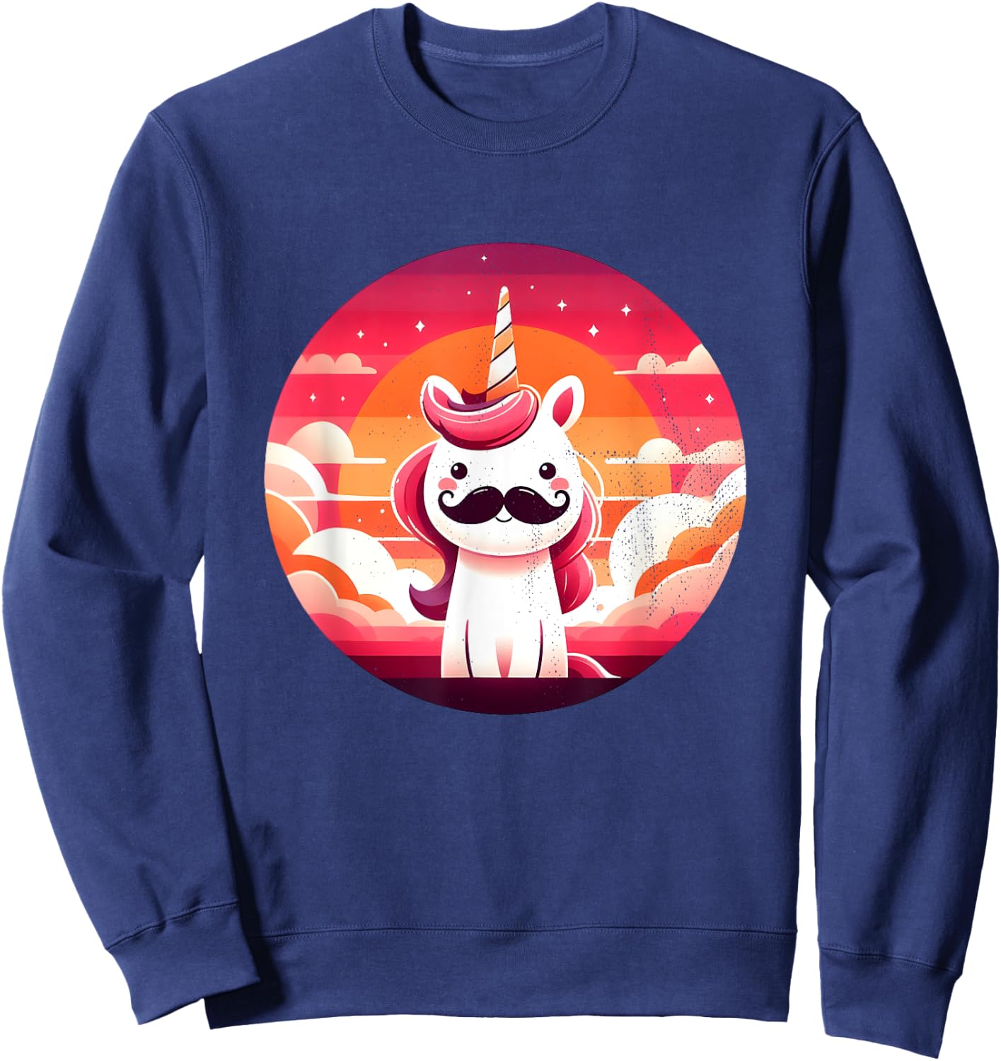 Cute Unicorn with Mustache Sweatshirt - Sweatshirt | Navy