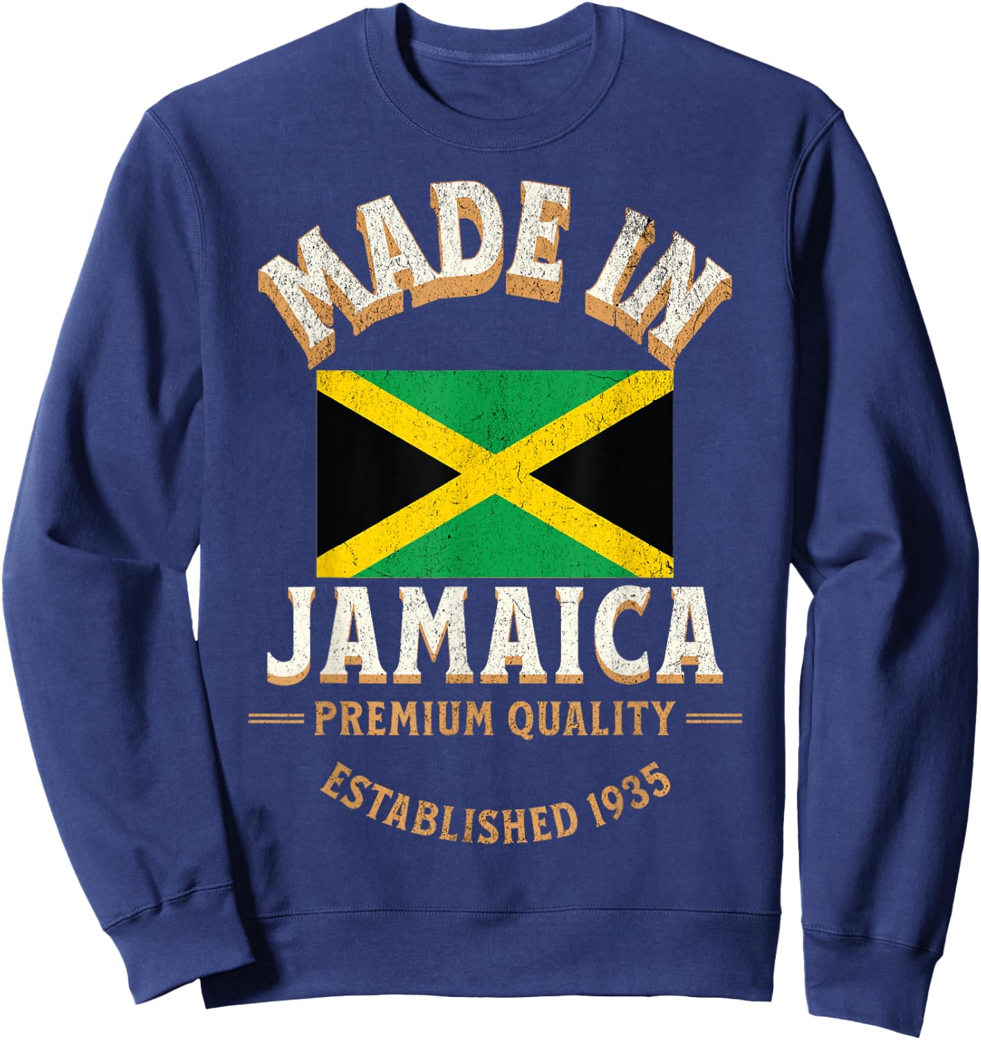 Made In Jamaica 1935 Premium Quality Jamaican Flag Sweatshirt - Sweatshirt | Navy