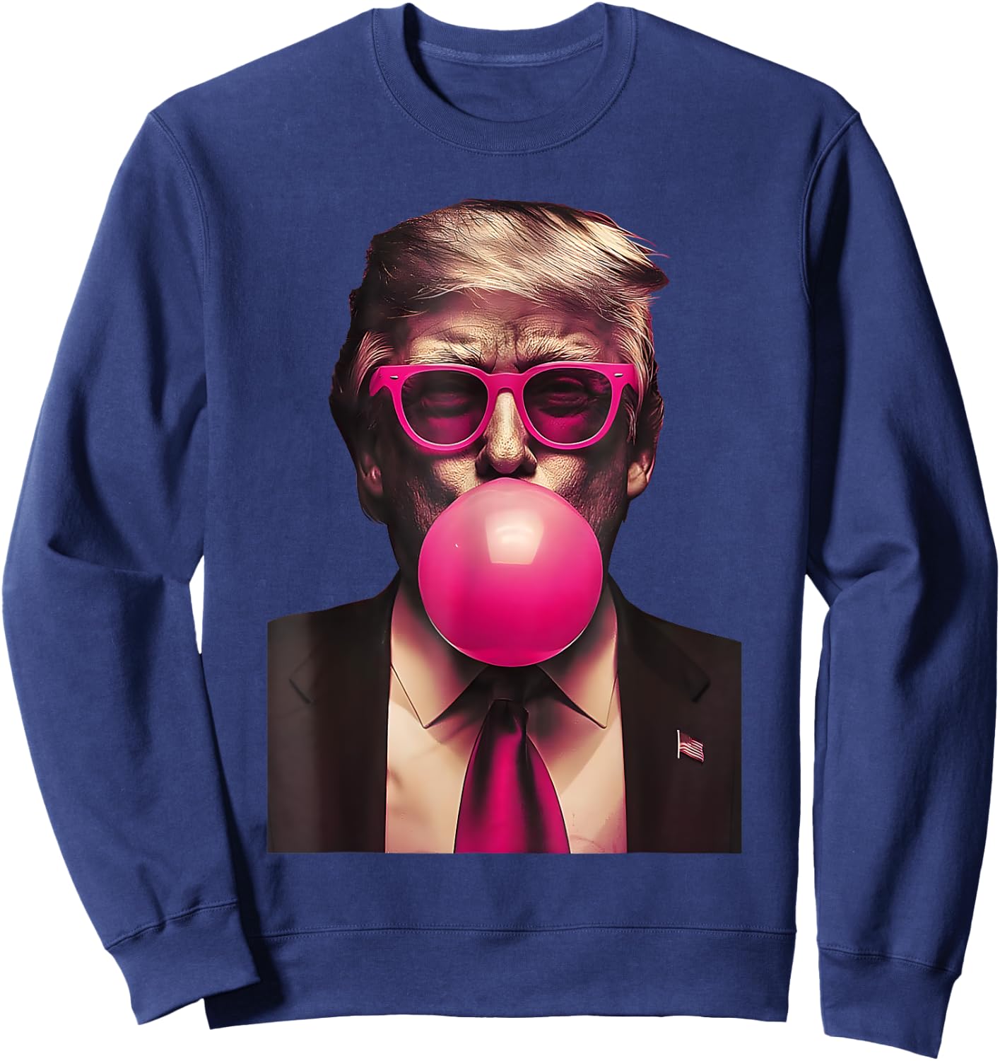 Pink Sunglasses Trump Bubble Gum Shirt 2024 Vote President Sweatshirt - Sweatshirt | Navy