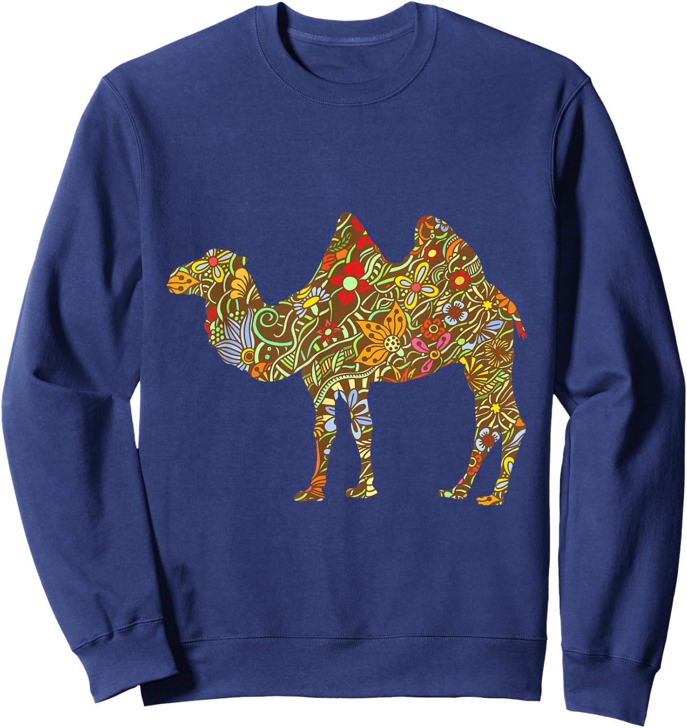 Colourful Floral Camel Funny Retro Gift Sweatshirt - Sweatshirt | Navy