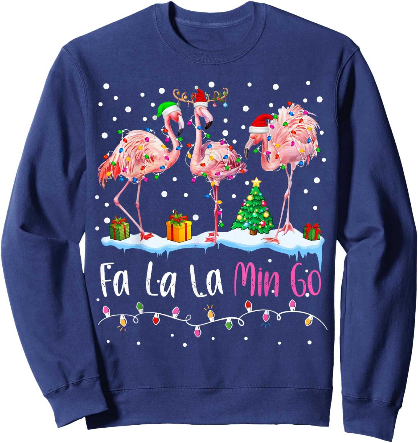 Fa La La La Mingo Flamingo Christmas Men Women Kids Xmas Sweatshirt - Sweatshirt | Navy
