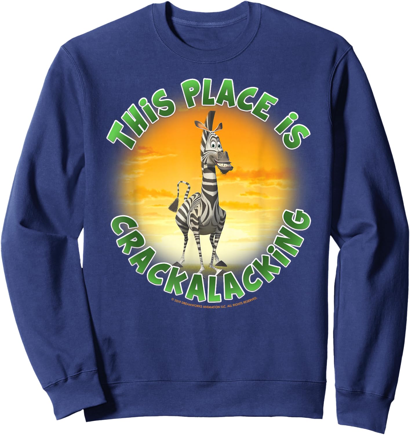 Madagascar Martin Crackalacking Circle Text Poster Sweatshirt - Sweatshirt | Navy