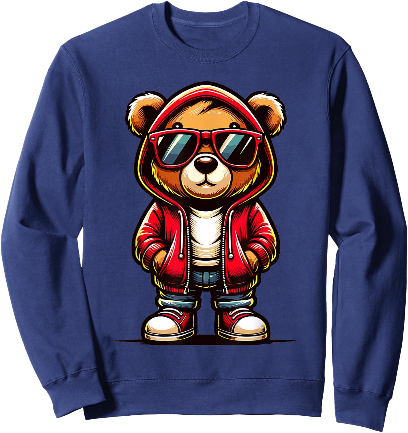 Teddy Bear Graphic Bears Cool Hip Hop Streetwear Colorful Sweatshirt - Sweatshirt | Navy