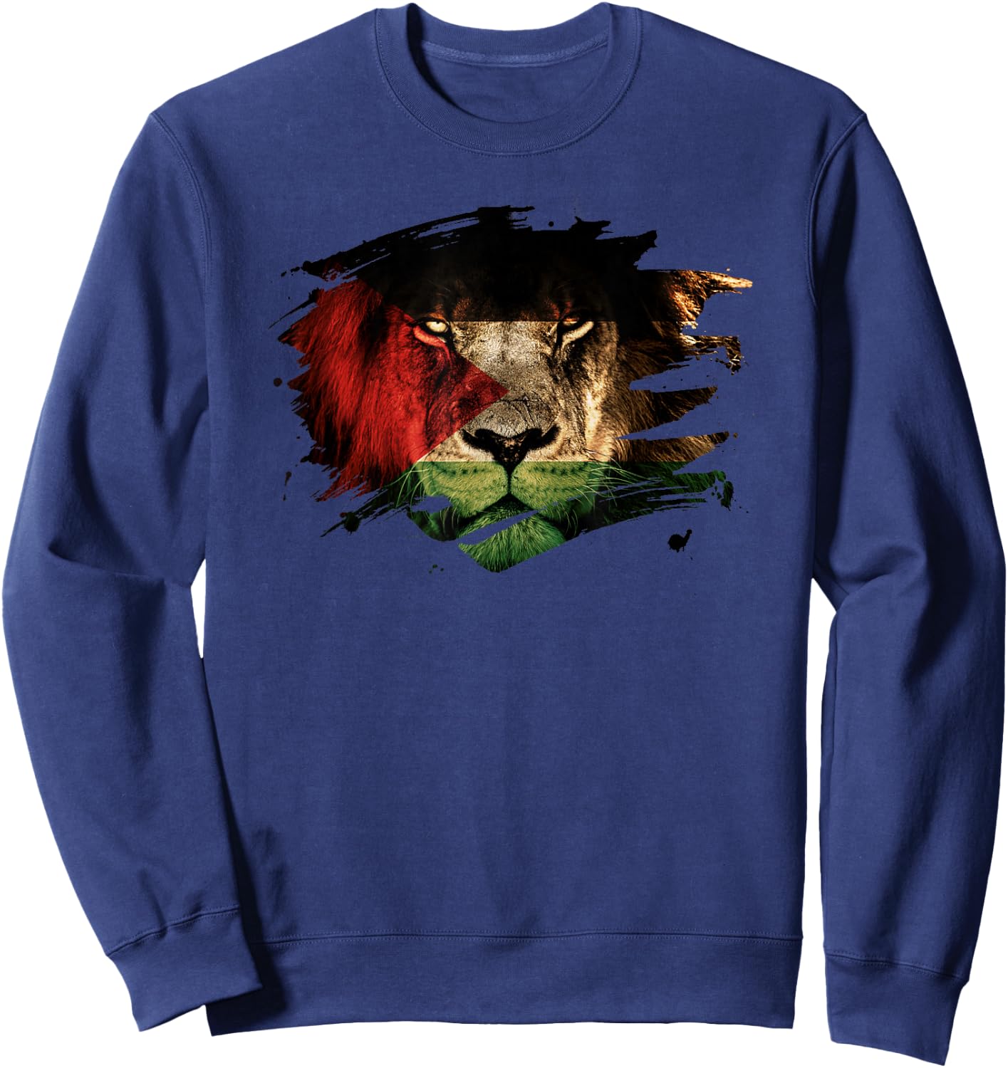 Palestine Flag and Lion - Palestinian Pride Sweatshirt - Sweatshirt | Navy