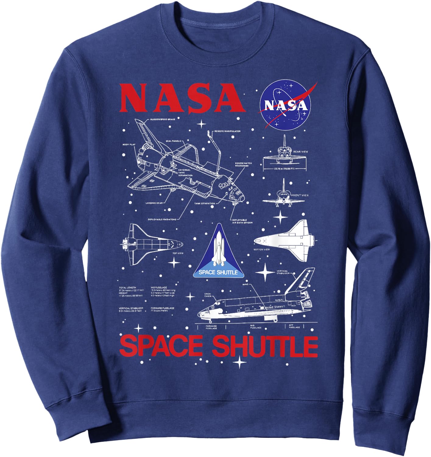 NASA Space Shuttle Schematic Blue Print Sweatshirt - Sweatshirt | Navy
