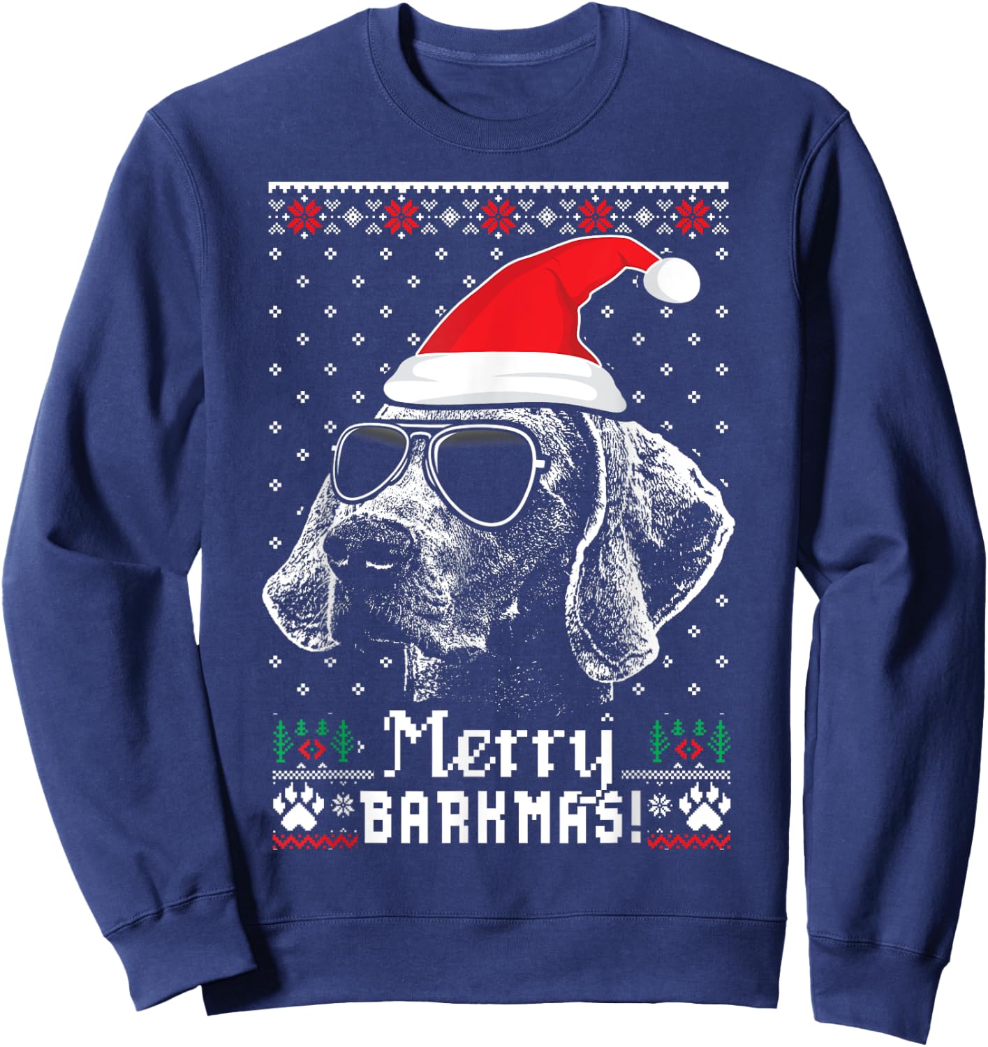 Weimaraner Merry Barkmas Christmas Sweatshirt - Sweatshirt | Navy
