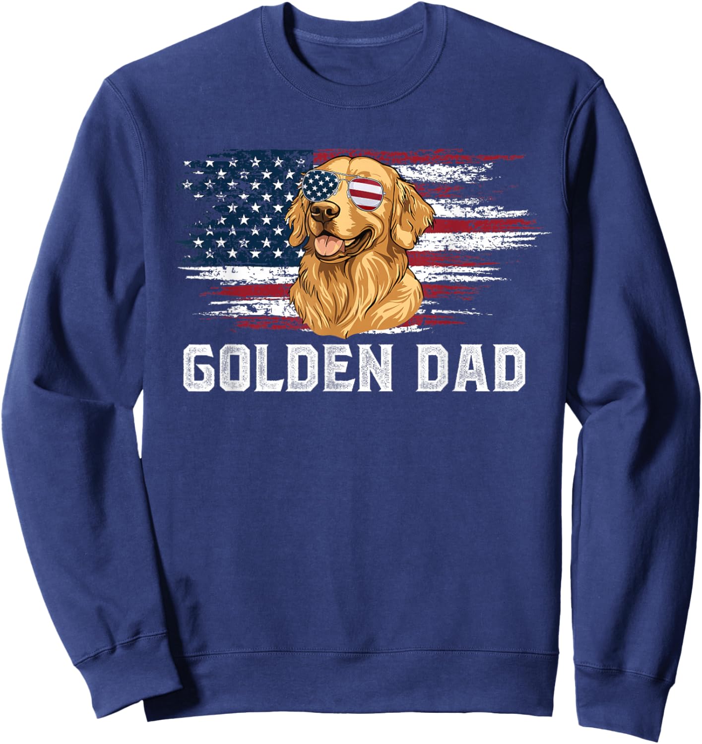 Golden Dad US Flag Dad of A Golden Retriever Dad Sweatshirt - Sweatshirt | Navy