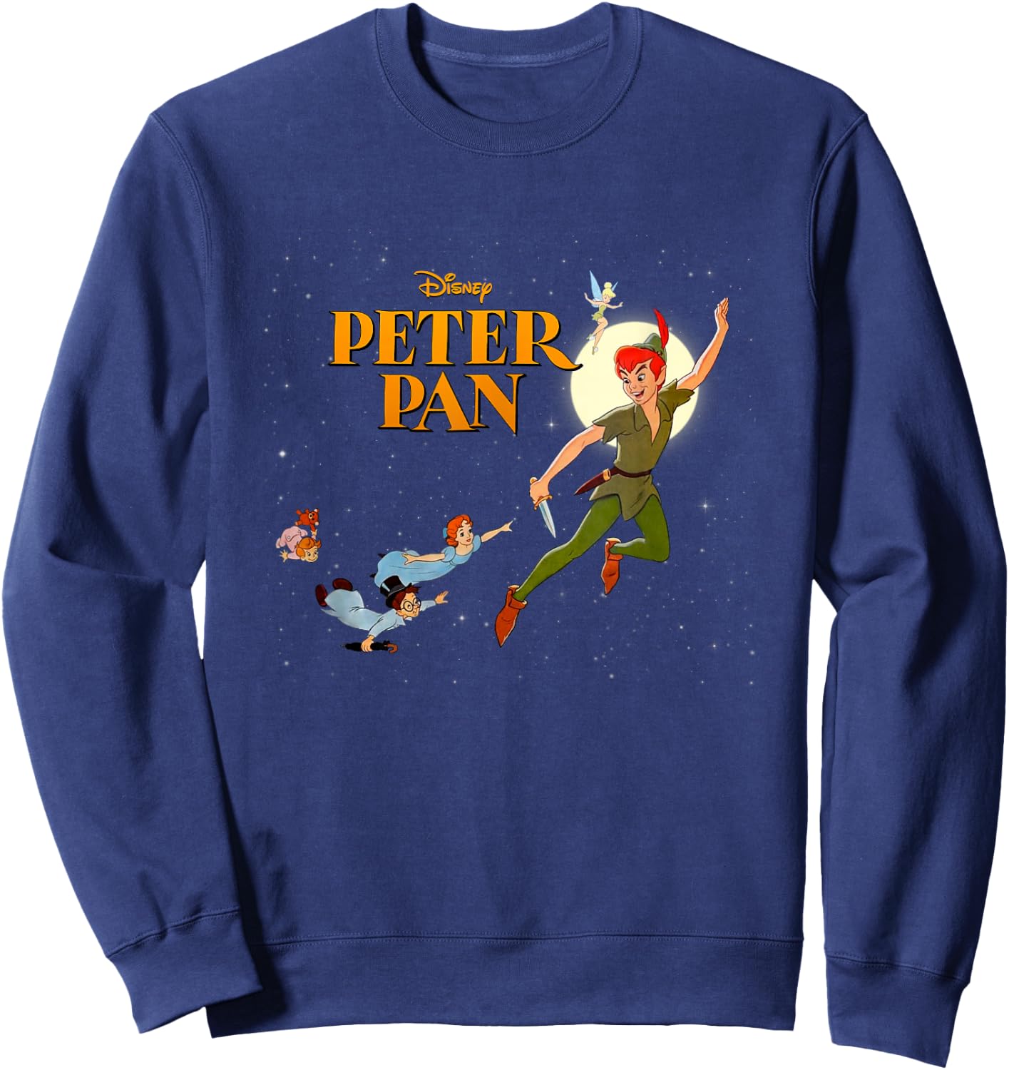 Disney Peter Pan Vintage Retro Group Shot Big Chest Poster Sweatshirt - Sweatshirt | Navy